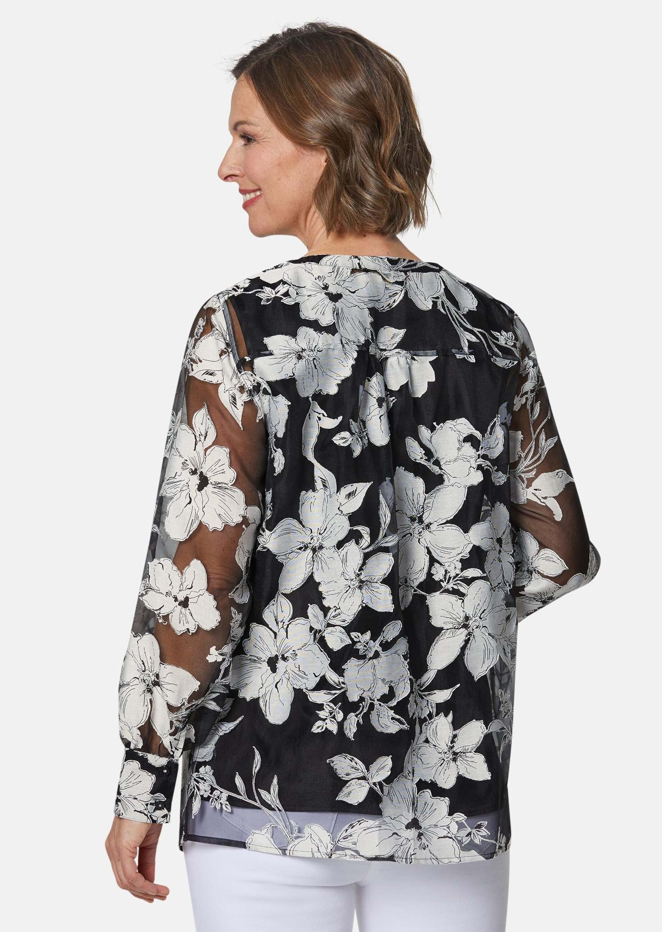 GOLDNER Klassische Bluse »Blusen-Set Blusen-Set aus floraler Ausbrennerware«