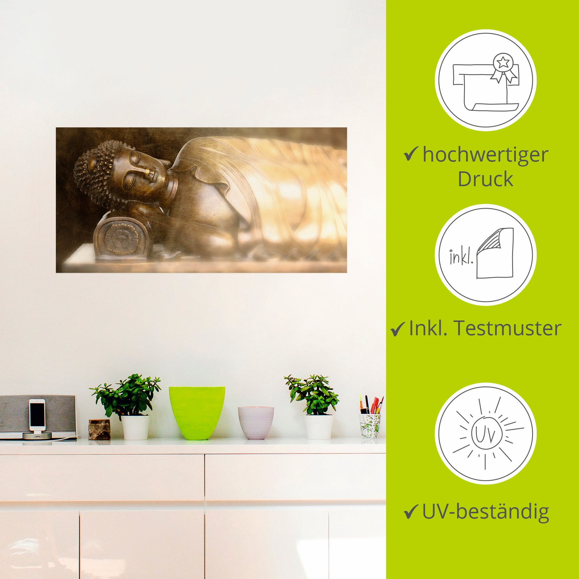 Artland Wandbild »Buddha«, Religion, (1 St.), als Leinwandbild, Wandaufkleber in verschied. Größen