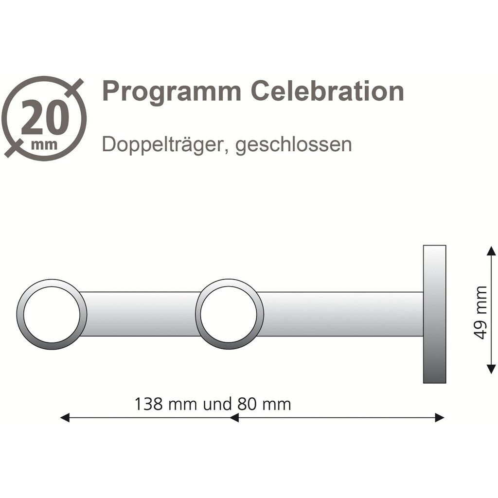 Liedeco Gardinenstangenhalter »Doppelträger, Wandträger 2-läufig für 20 mm Stangen "Celebration"«, (1 St.)