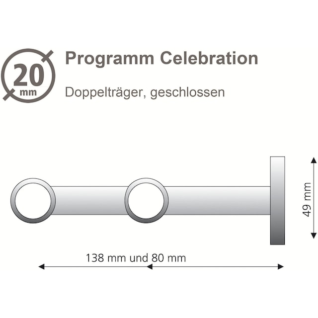 Liedeco Gardinenstangenhalter »Doppelträger, Wandträger 2-läufig für 20 mm  Stangen \