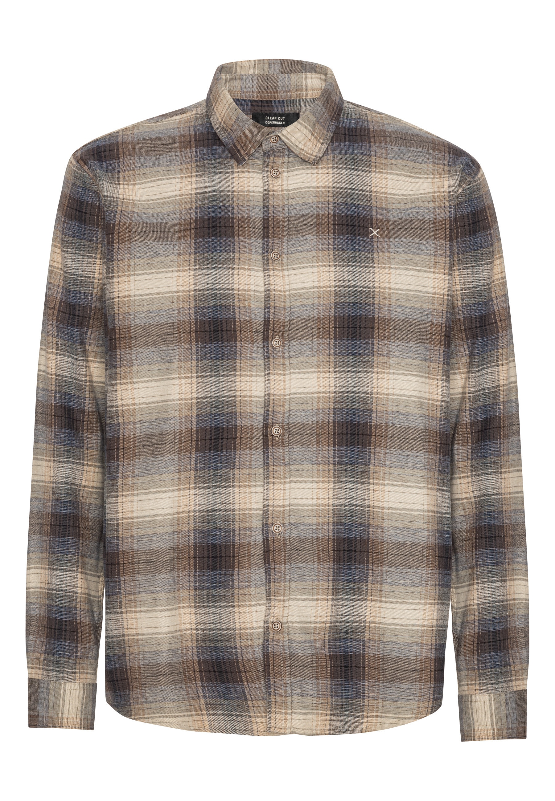 Clean Cut Copenhagen Langarm-Poloshirt "Clean Cut Copenhagen Dylan Checked Flannel Shirt" 1 Stk.