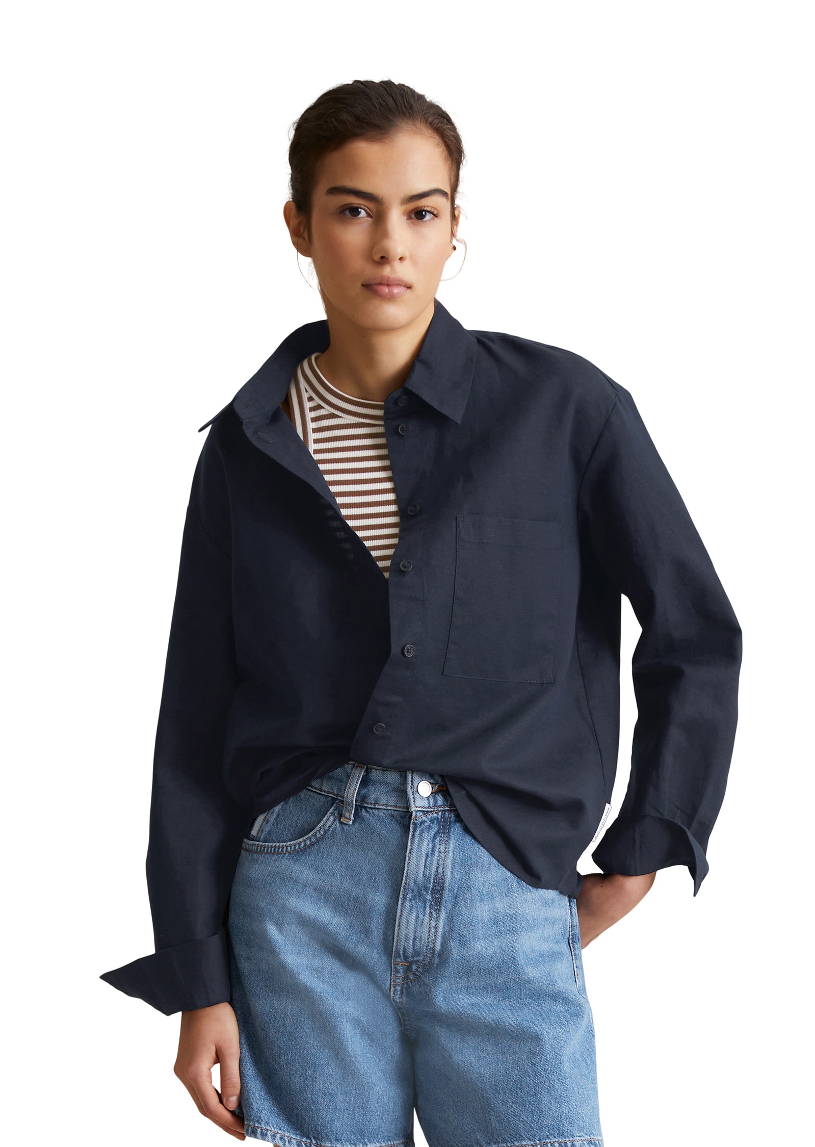 Marc OPolo DENIM Langarmbluse "aus Leinen-Baumwolle-Mix" günstig online kaufen