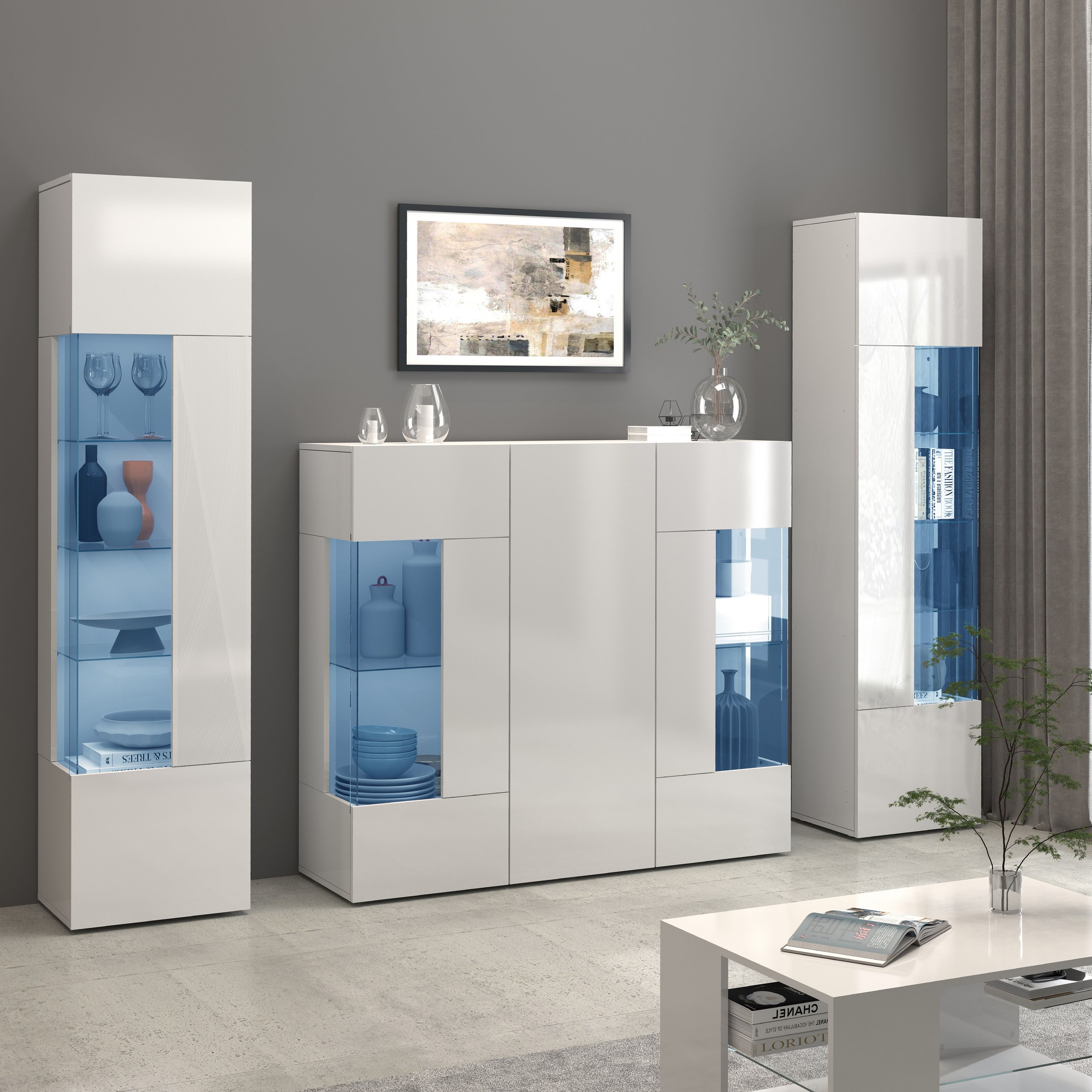 INOSIGN Vitrine »Egypt«, komplett hochglanz lackiert, 1 Glastür mit 3 Glasböden