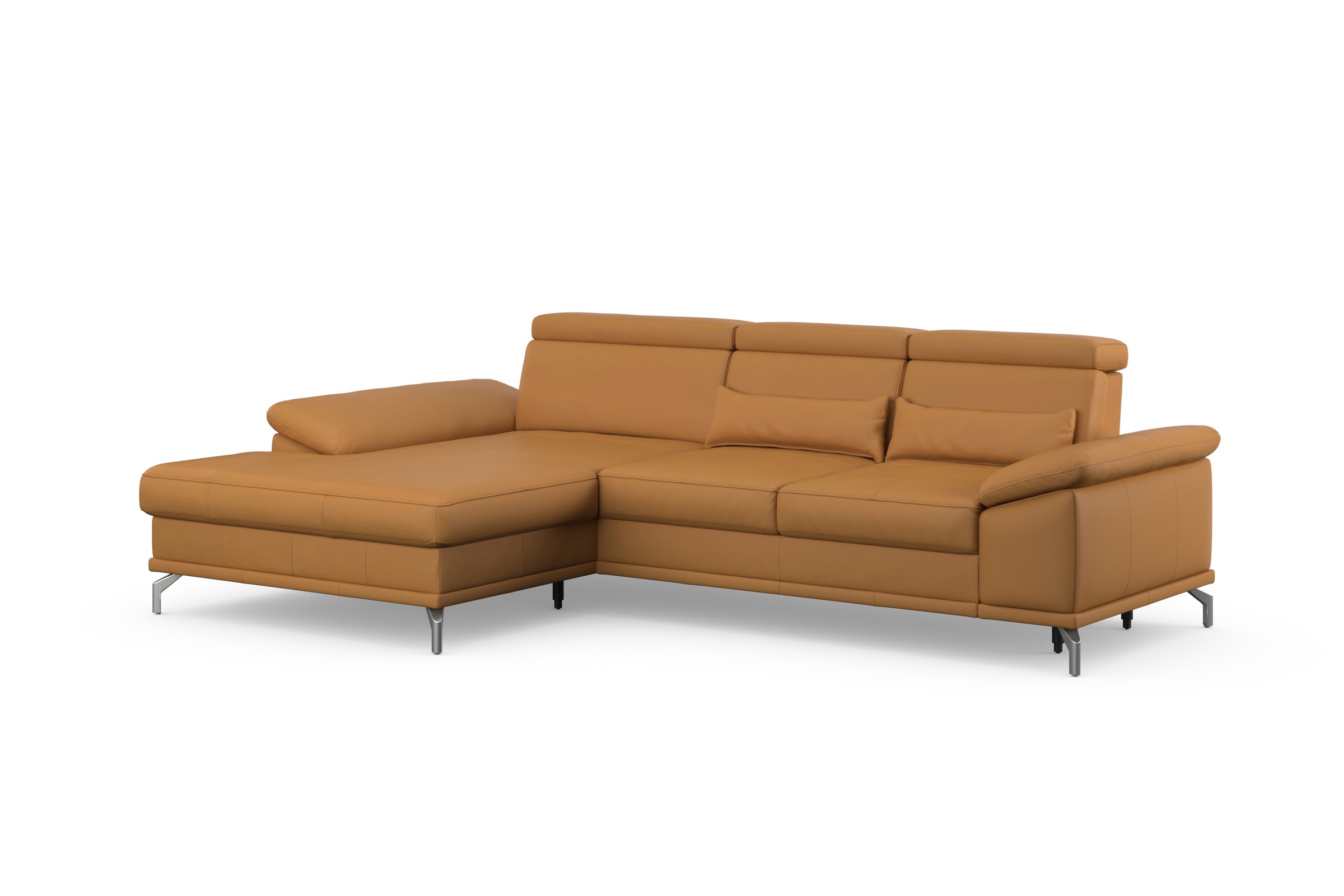 sit&more Ecksofa »Cabrio L-Form, mit Sitztiefenverstellung, Arm- und Kopfteilverstellung«, 2 Nierenkissen, Federkern, optional Bettfunktion und Stauraum