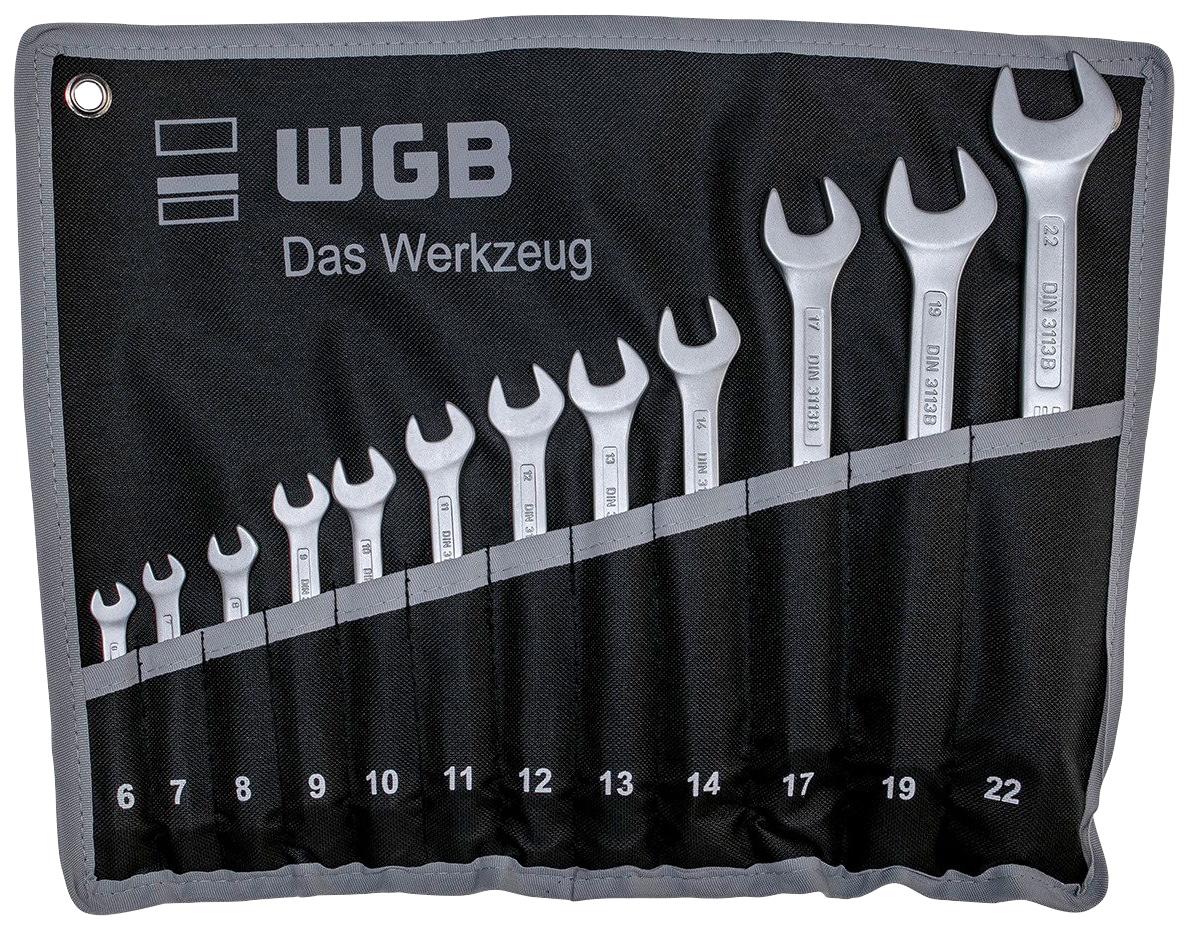 WGB BASIC PLUS Gabel- Stahl, gekröpft, BAUR 12 St.), Ringschlüssel | »Ringmaulschlüssel-Satz«, (Set, online und Rolltasche Ringseite verchromt, Chrom-Vanadium in kaufen