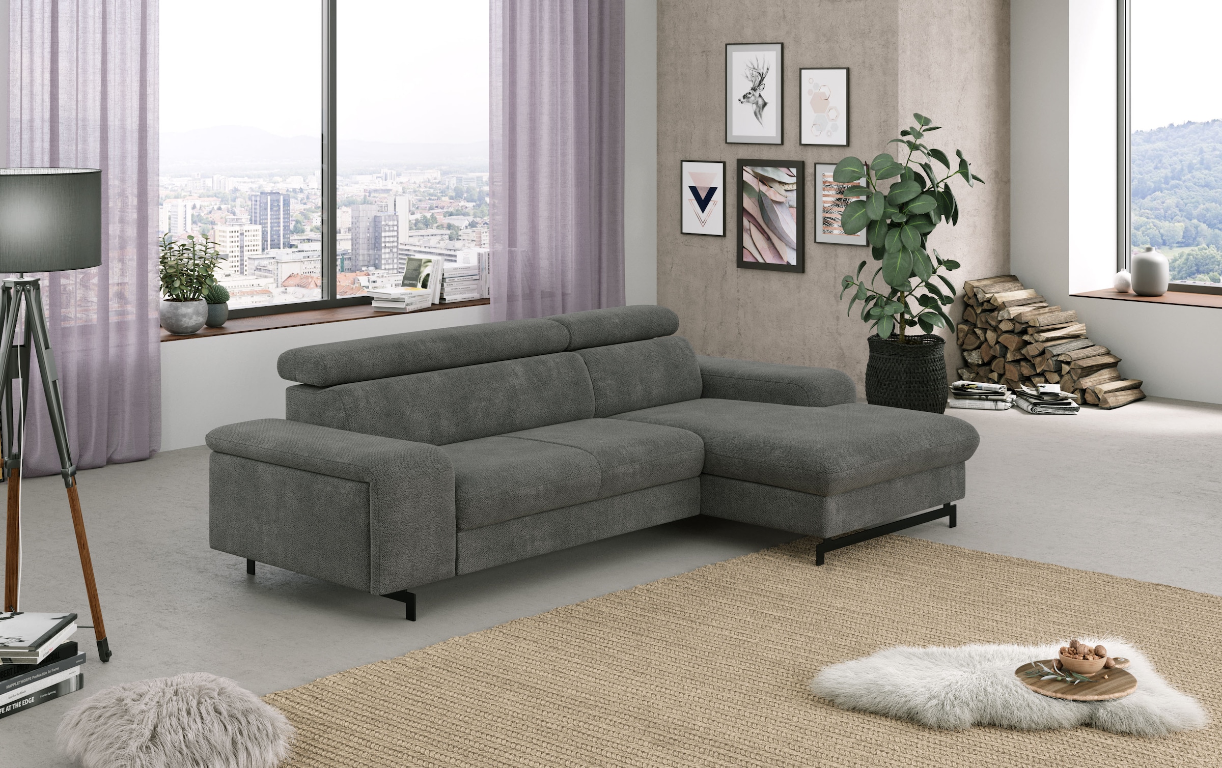 COTTA Ecksofa "Emma L-Form, B: 267 cm" mit Kopfteilverstellung, optional Schlaffunktion & Bettkasten