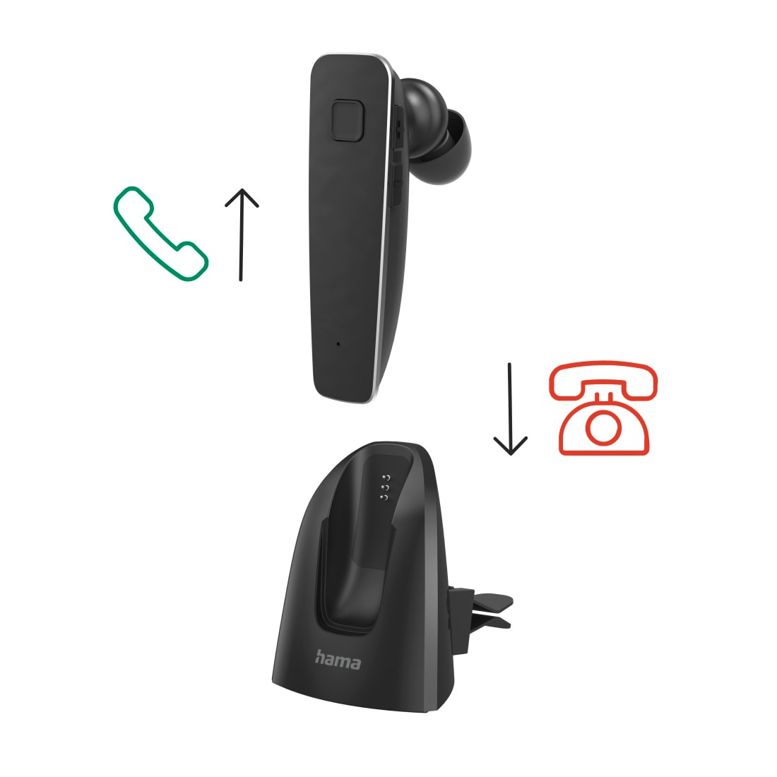 Hama Bluetooth-Kopfhörer »Bluetooth Headset MyVoice2100, mono, in ear, Ohrbügel, für zwei Geräte«, Sprachsteuerung