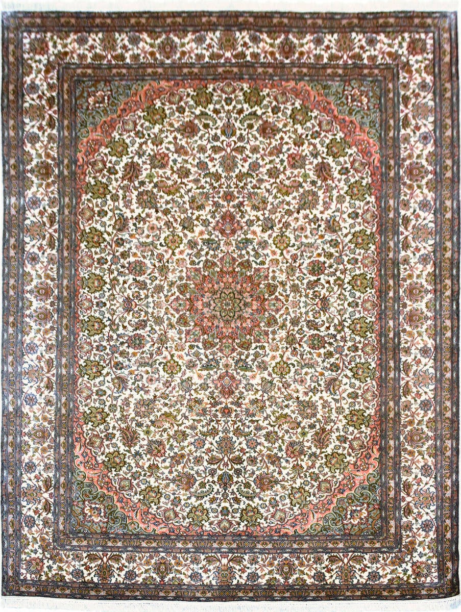 Kayoom Seidenteppich »Kashan 12013«, rechteckig, 10 mm Höhe, Einzelstück mit Zertifikat, Wohnzimmer