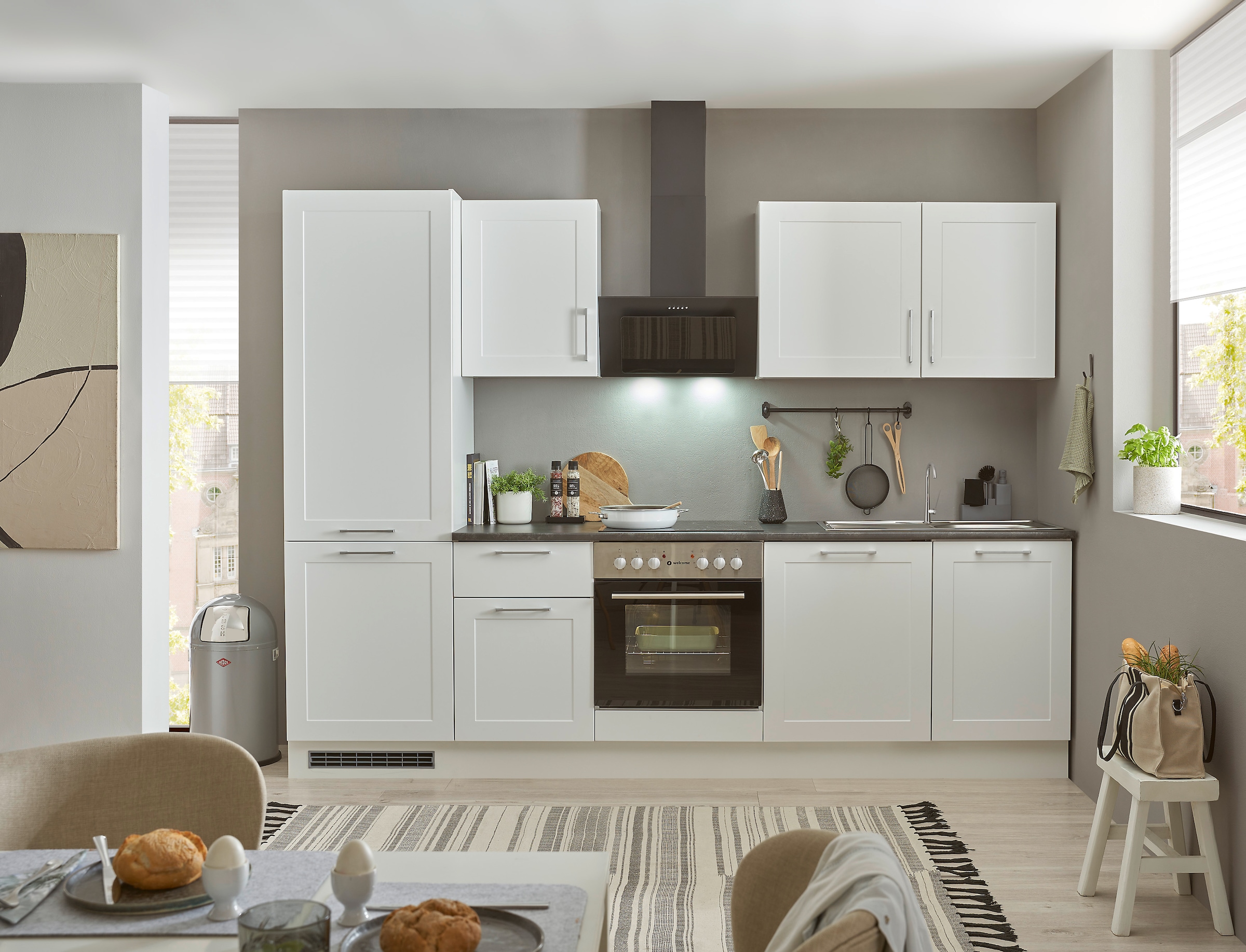 BASIC by Balculina Küchenzeile »Marsi«, Breite 280 cm, wahlweise mit E-Geräten, mit Soft-Close-Funktion