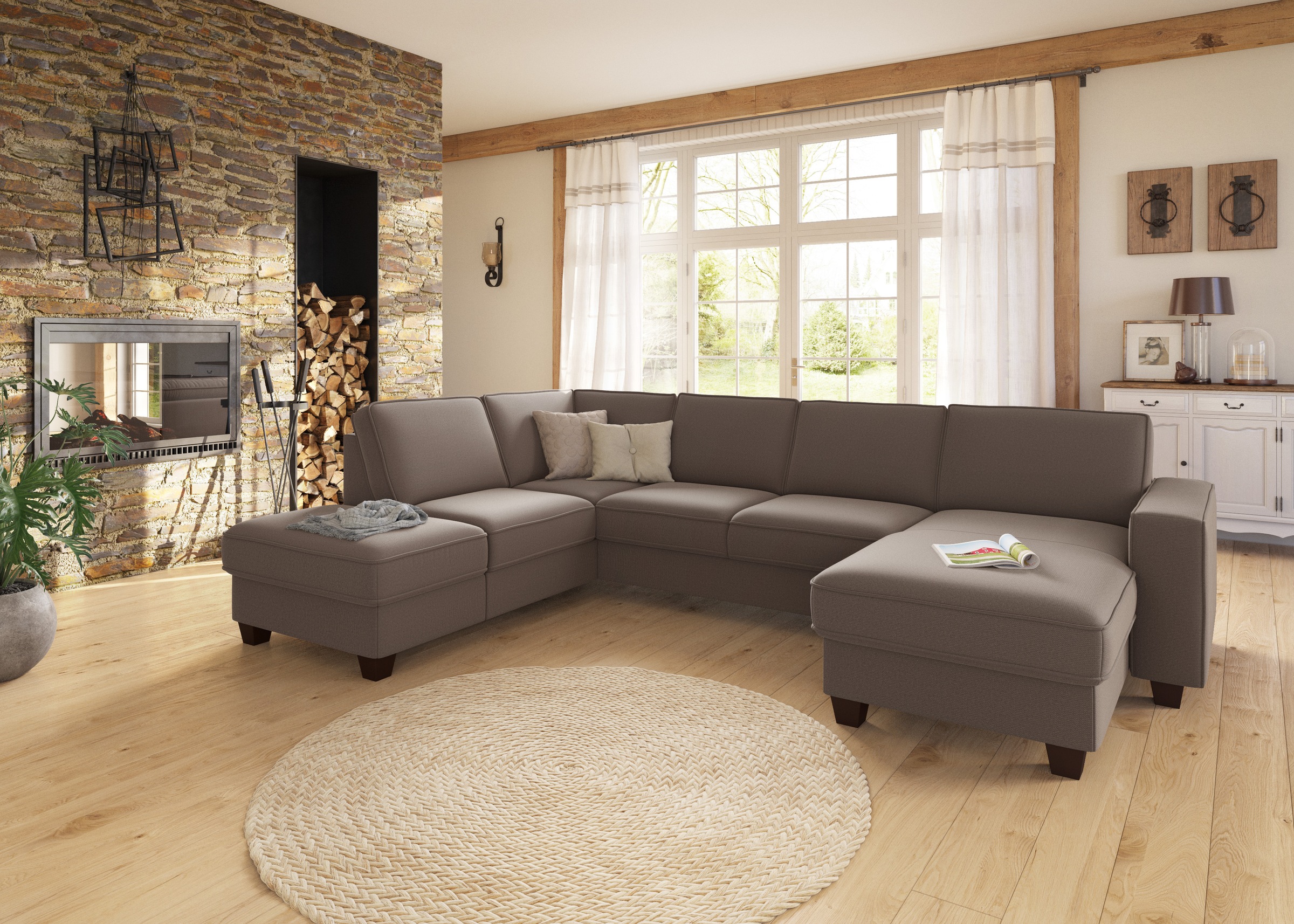 Home affaire Wohnlandschaft "County U-Form" wahlweise Ottomane links oder r günstig online kaufen