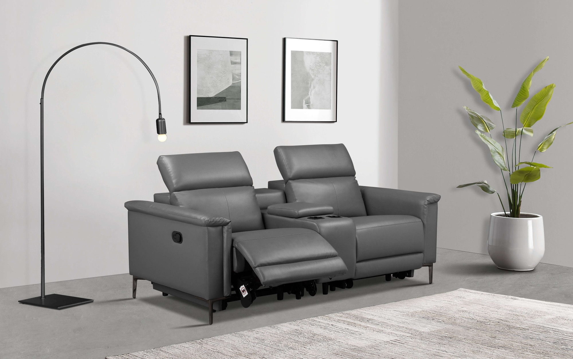 Places of Style 2-Sitzer »Lund, 2er-Kinosofa, TV-Sessel, Multimedia-Sofa,«, m. elektrischer o. manueller Relaxfunktion, Getränkehalter u. Staufach