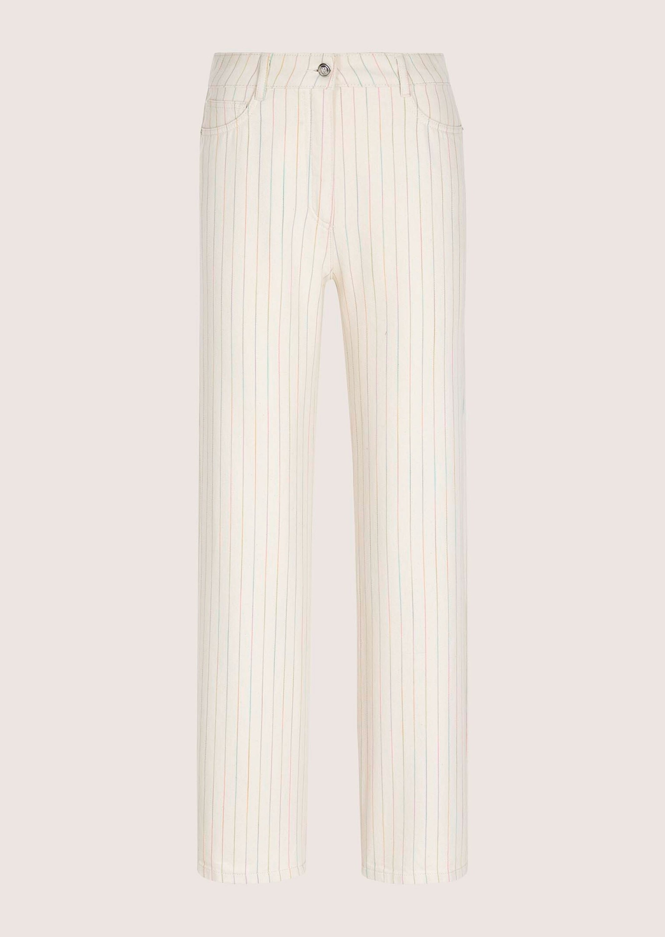 Regular-fit-Jeans MADELEINE "Jeans Nadelstreifenhose mit weitem Bein", Damen, Gr. 36, N + K Gr, weiß (wollweiß, multicolor), Obermaterial: 98% Baumwolle CO. 2% Elasthan EL., Jeans