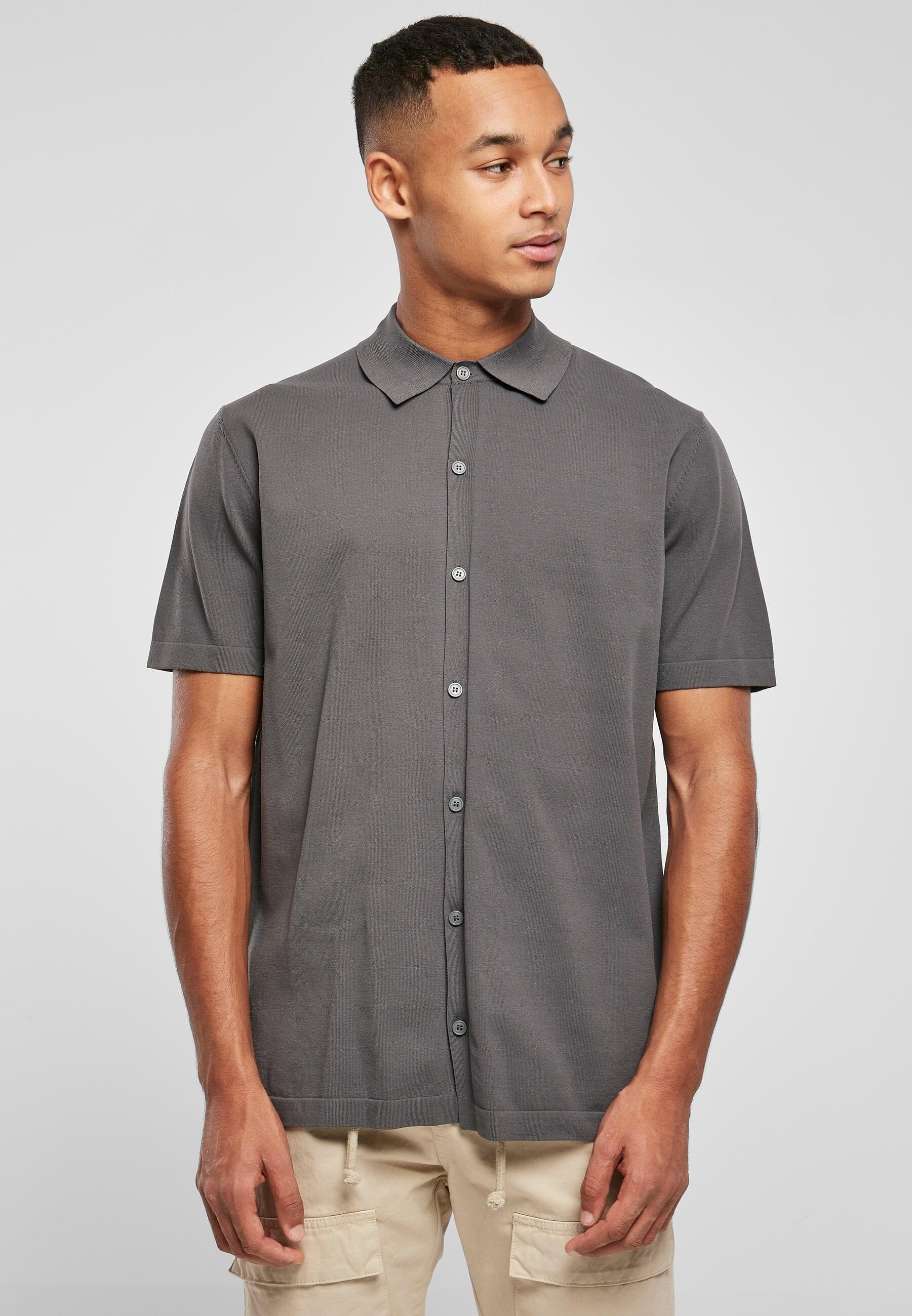URBAN CLASSICS Langarmhemd »Urban Classics Herren Knitted Shirt«, (1 tlg.)