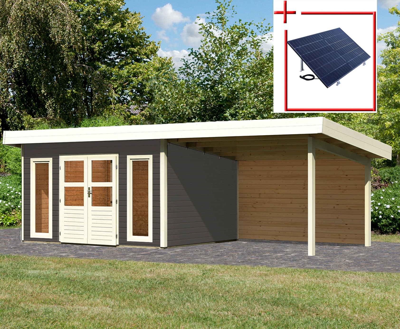KONIFERA Gartenhaus "Perlsee 4", mit Anbaudach günstig online kaufen