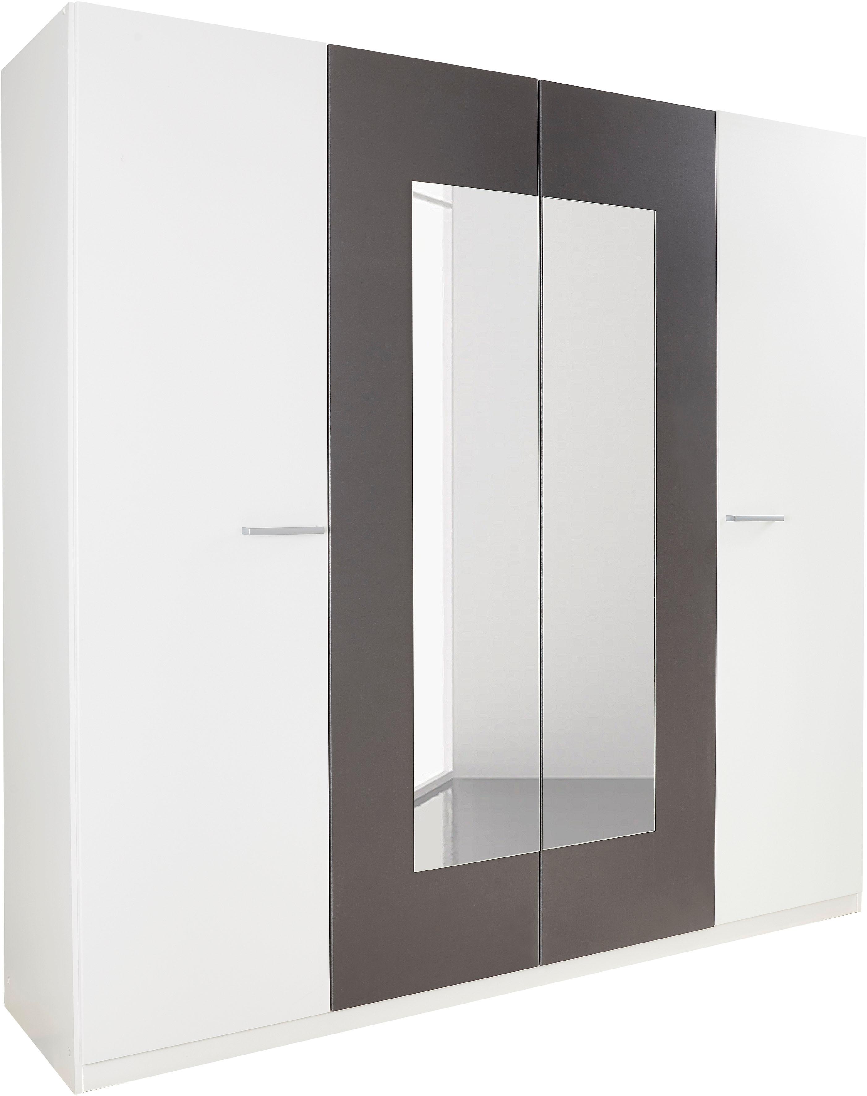 rauch 1100000002199 "Kleiderschrank Schrank Garderobe Wäscheschrank Schlafzimmer BORBA" Breite/Höhe/Tiefe: 225/210/54 cm, optional mit Absetzung in Graumetallic MADE IN GERMANY
