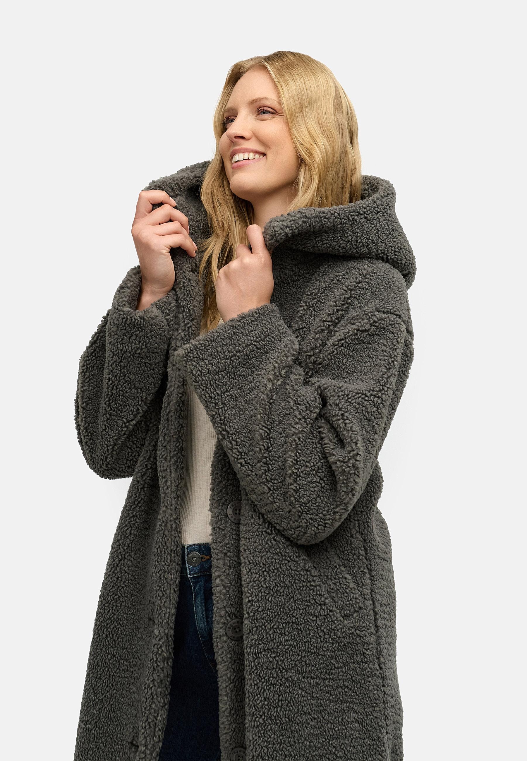 Ragwear Langmantel »Joonie YOUMODO«, Langer Plüschmantel mit Kapuze