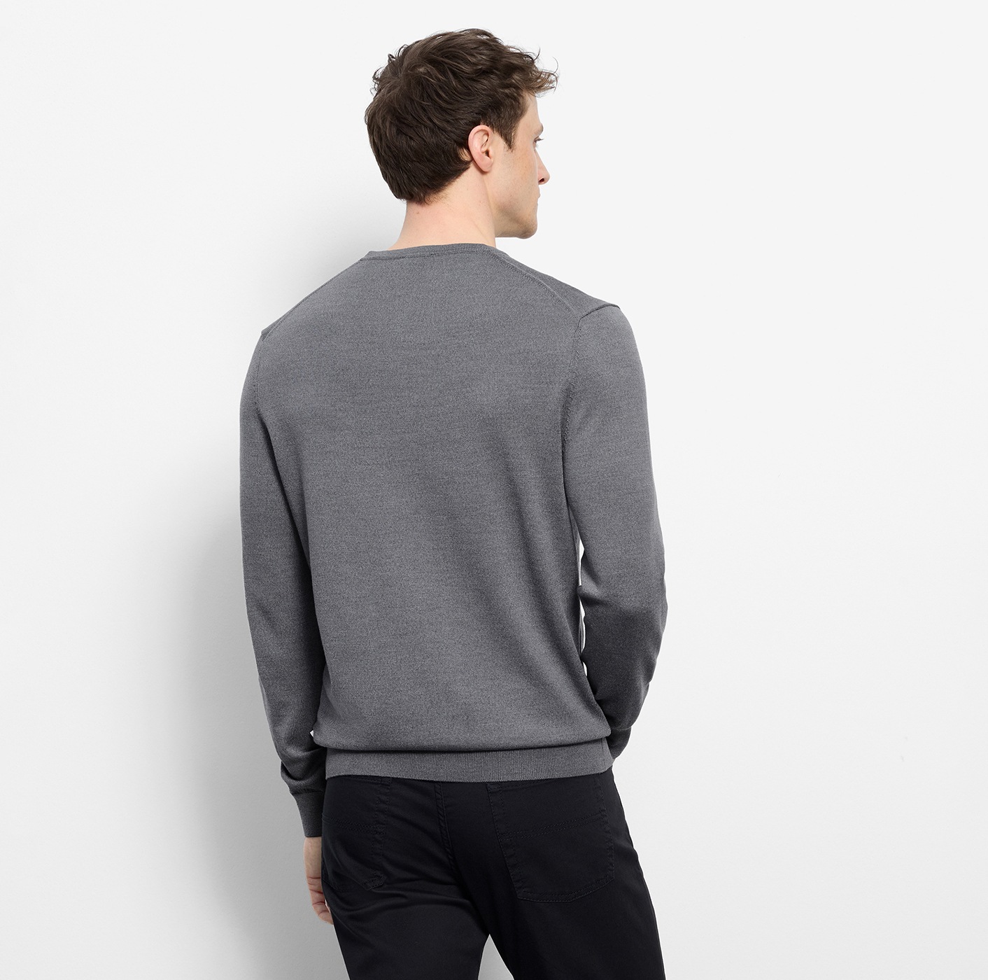 Rundhalspullover OLYMP "OLYMP Strick Casual", Herren, Gr. XXL, grau (silbergrau), Obermaterial: 100% Schurwolle, normal, Rundhals, Pullover Rundhalspullover, moderner Strickpullover 6