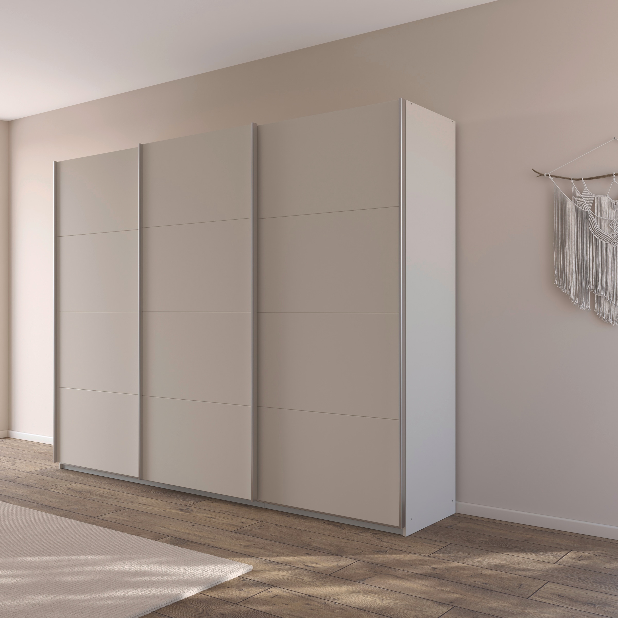 rauch Schwebetürenschrank »Kleiderschrank Schrank Garderobe AGORDO mit Dekor- oder Hochglanzfront«, (in zwei Griff-Farben), durchdachte Innenausstattung, in 4 Breiten und 2 Höhen MADE IN GERMANY