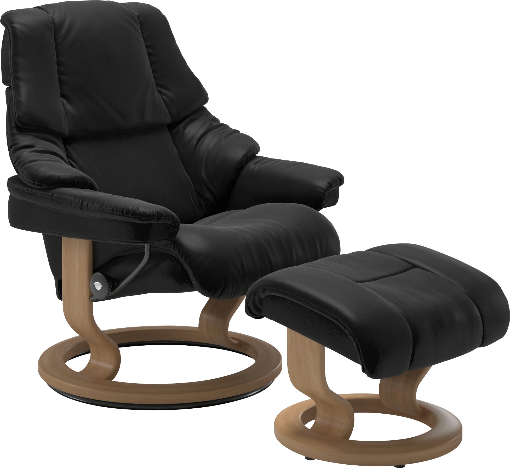Stressless® Relaxsessel »Reno«, (Set, Relaxsessel mit Hocker), mit Hocker, mit Classic Base, Größe S, M & L, Gestell Eiche