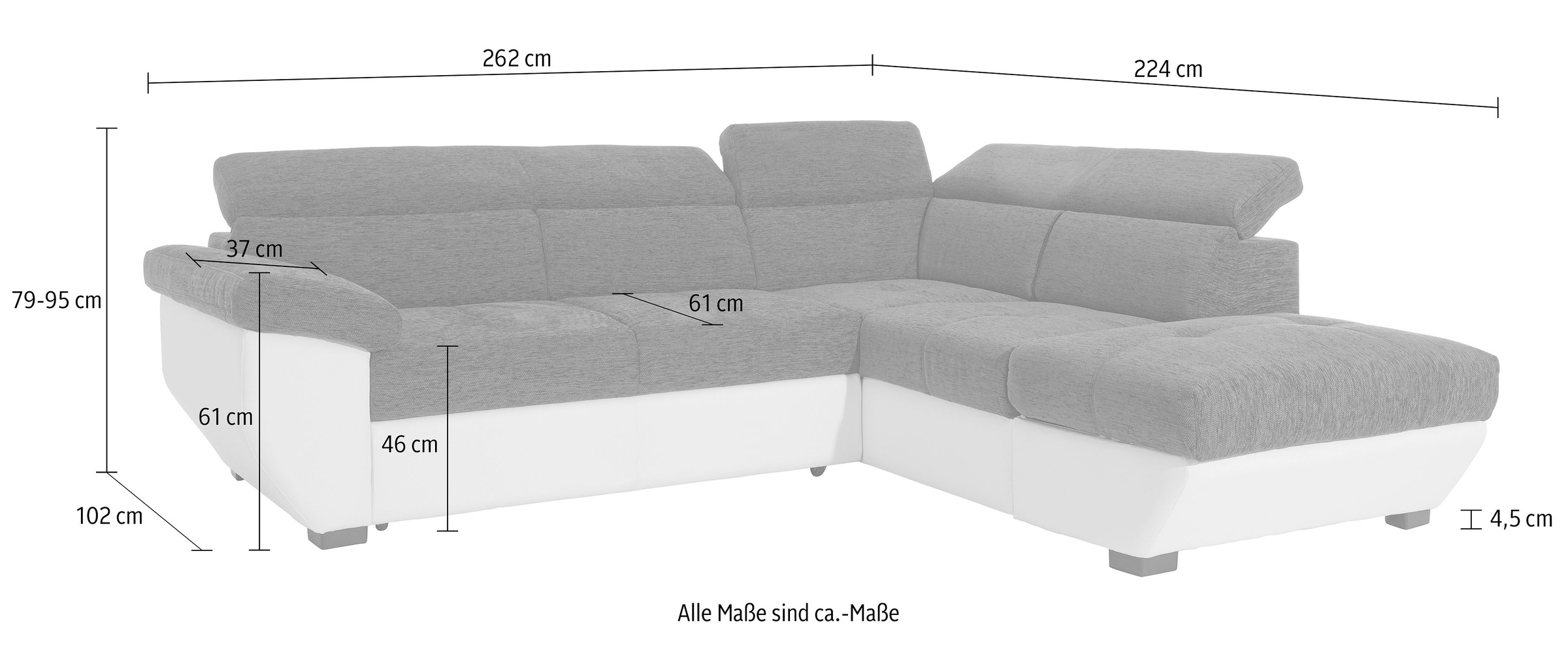 COTTA Ecksofa »Speedway L-Form«, inklusive Kopfteilverstellung, wahlweise mit Bettfunktion + Bettkasten