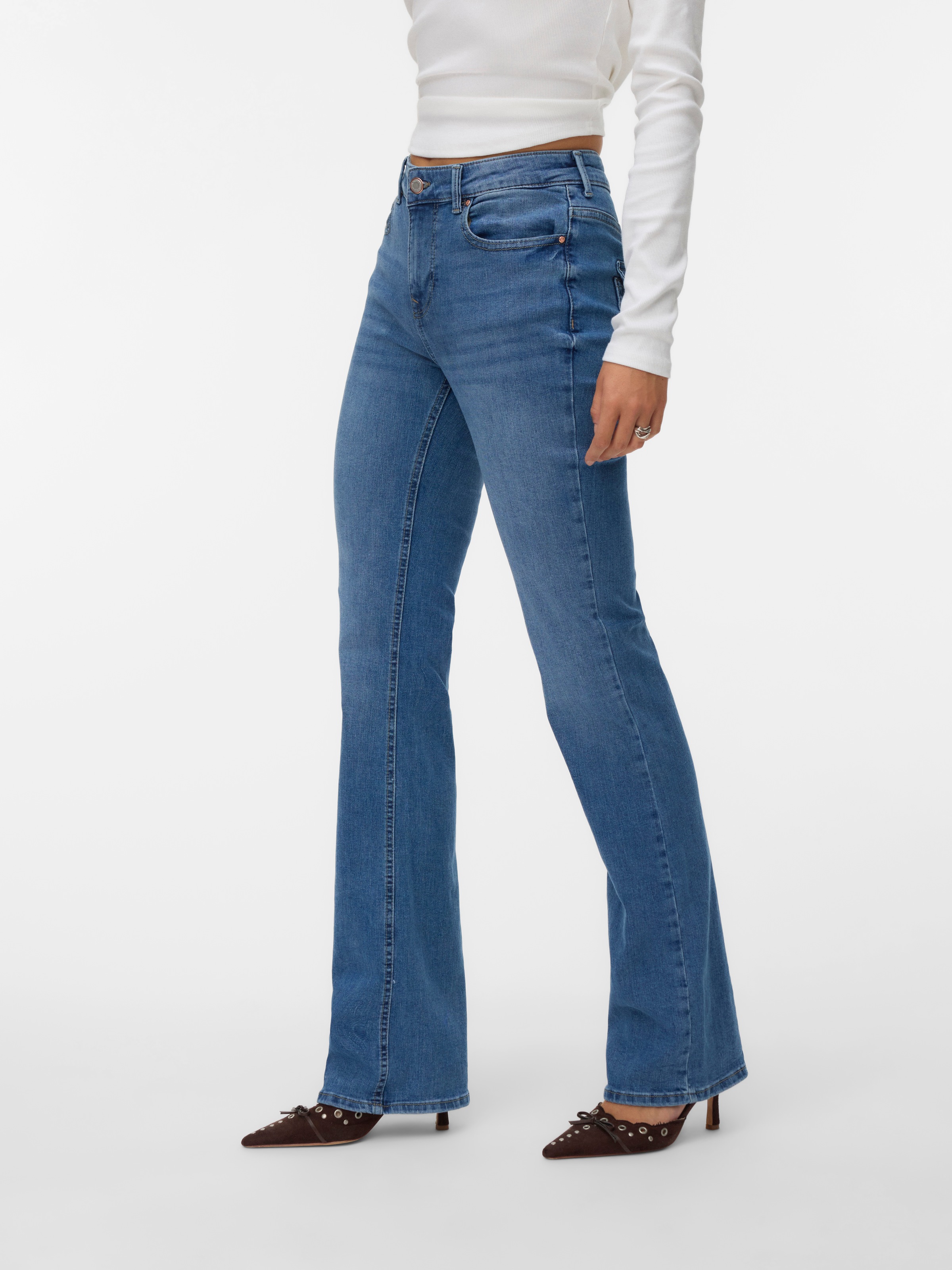 Vero Moda Bootcut-Jeans "VMFLASH MR FLARED POCKET JNS RA3042 NOOS" Baumwoll günstig online kaufen