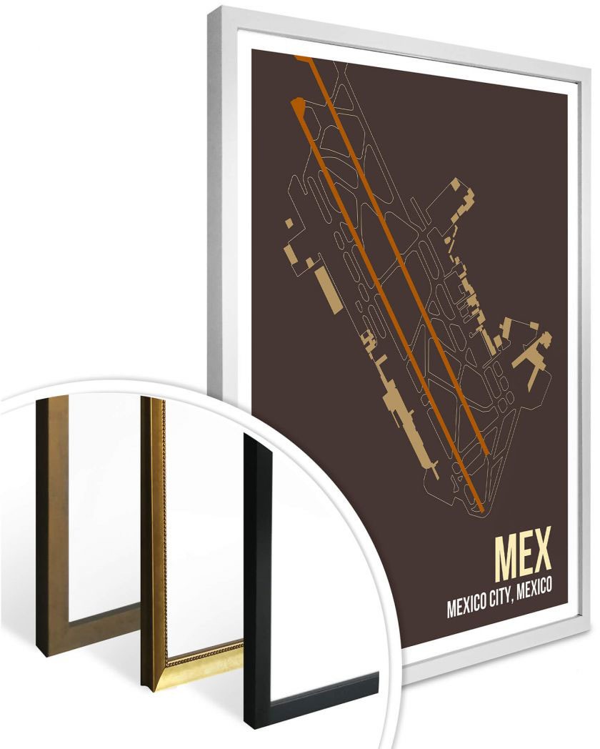 Wall-Art Poster »Wandbild MEX Grundriss Mexico City«, Grundriss, (1 St.), Poster ohne Bilderrahmen