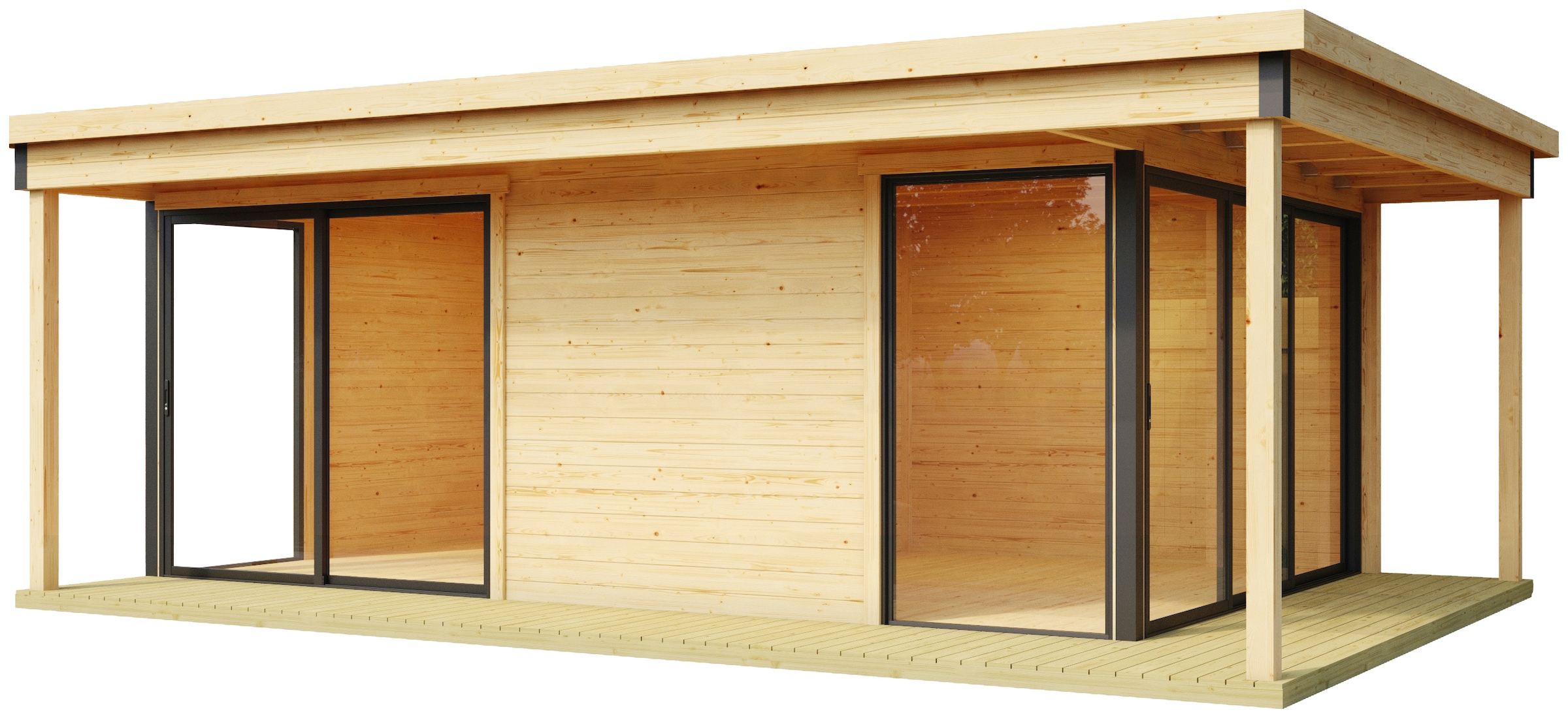 LASITA MAJA Gartenhaus »Domeo 3 Loggia natur«, (Set), mit Überdachung, Position der Zwischenwand flexibel, BxT: 608x419 cm