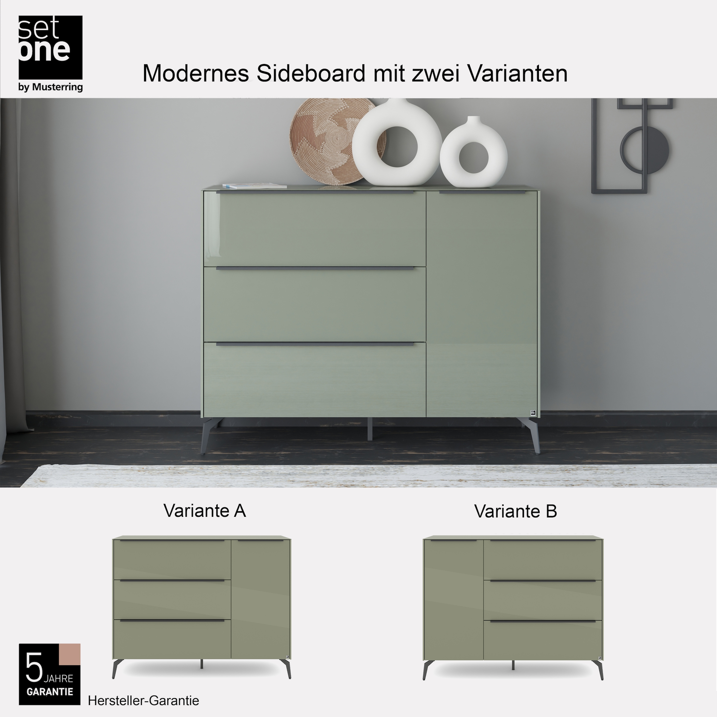 set one by Musterring Sideboard »Reno« 1 Stk. tlg. Mit Winkelfuß in diversen Farben, 109 cm Höhe & Farbauswahl