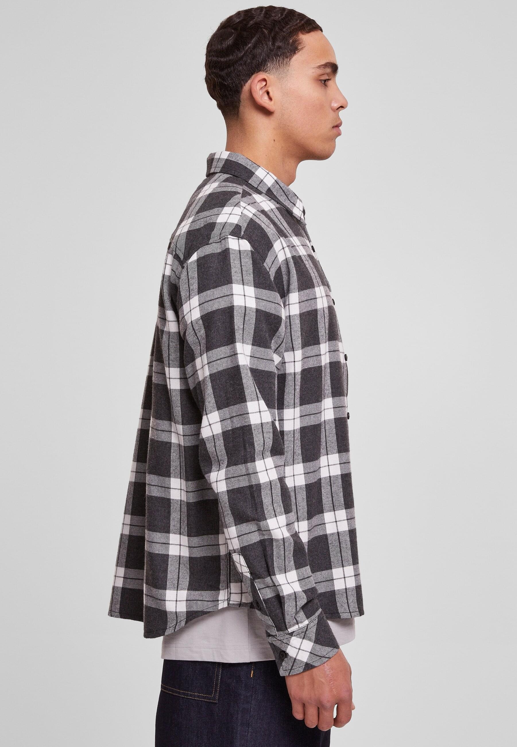 URBAN CLASSICS Langarmshirt »Herren Boxy Dark Checked Shirt«, (1 tlg.)
