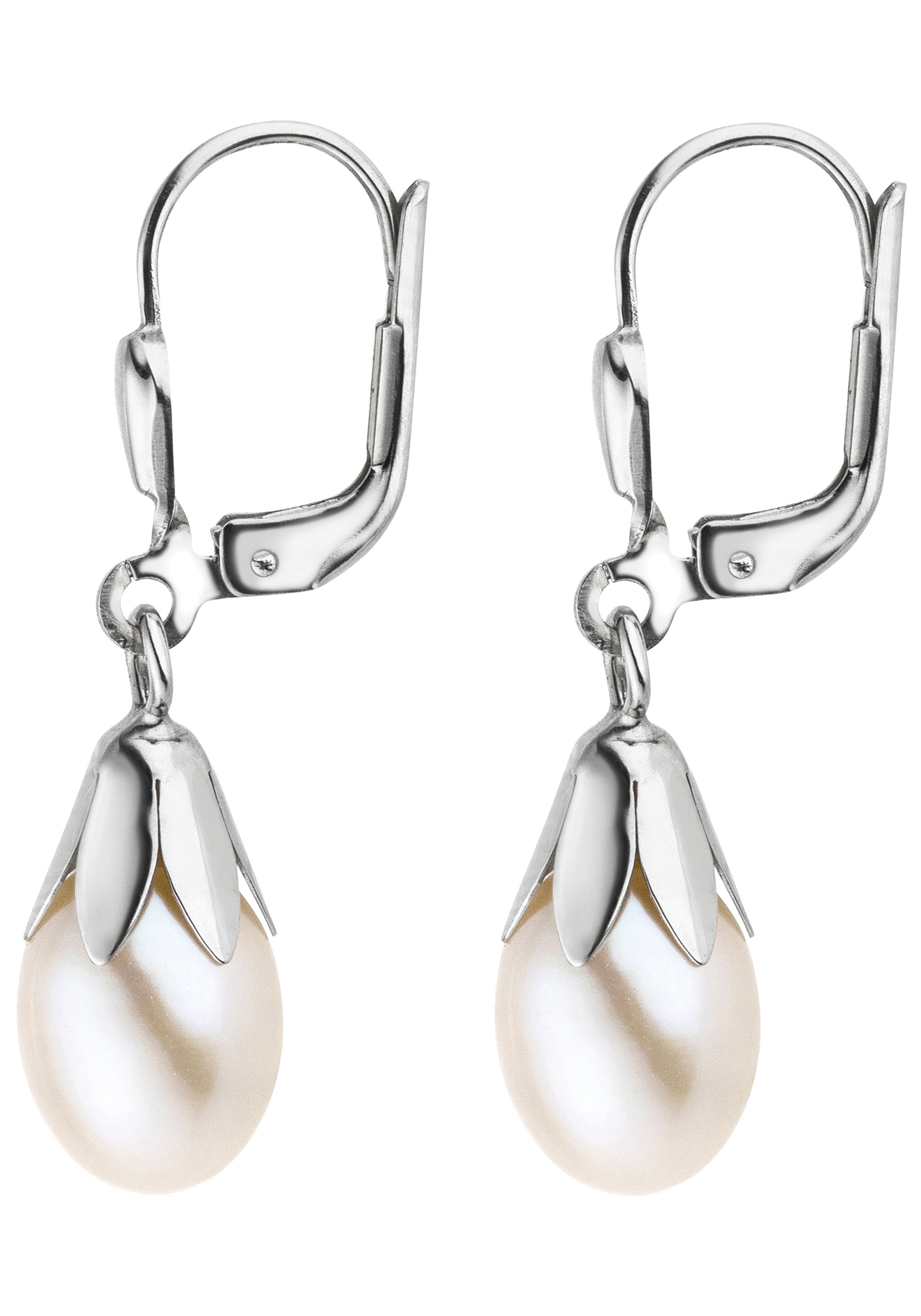 JOBO Perlenohrringe 333 Weißgold mit Süßwasser-Zuchtperlen