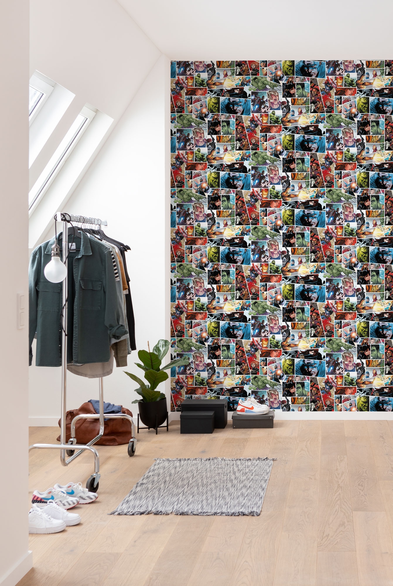 Komar Vliestapete "Marvel Comic Panel" bedruckt glatt Rolle mit 53 x 1005 cm