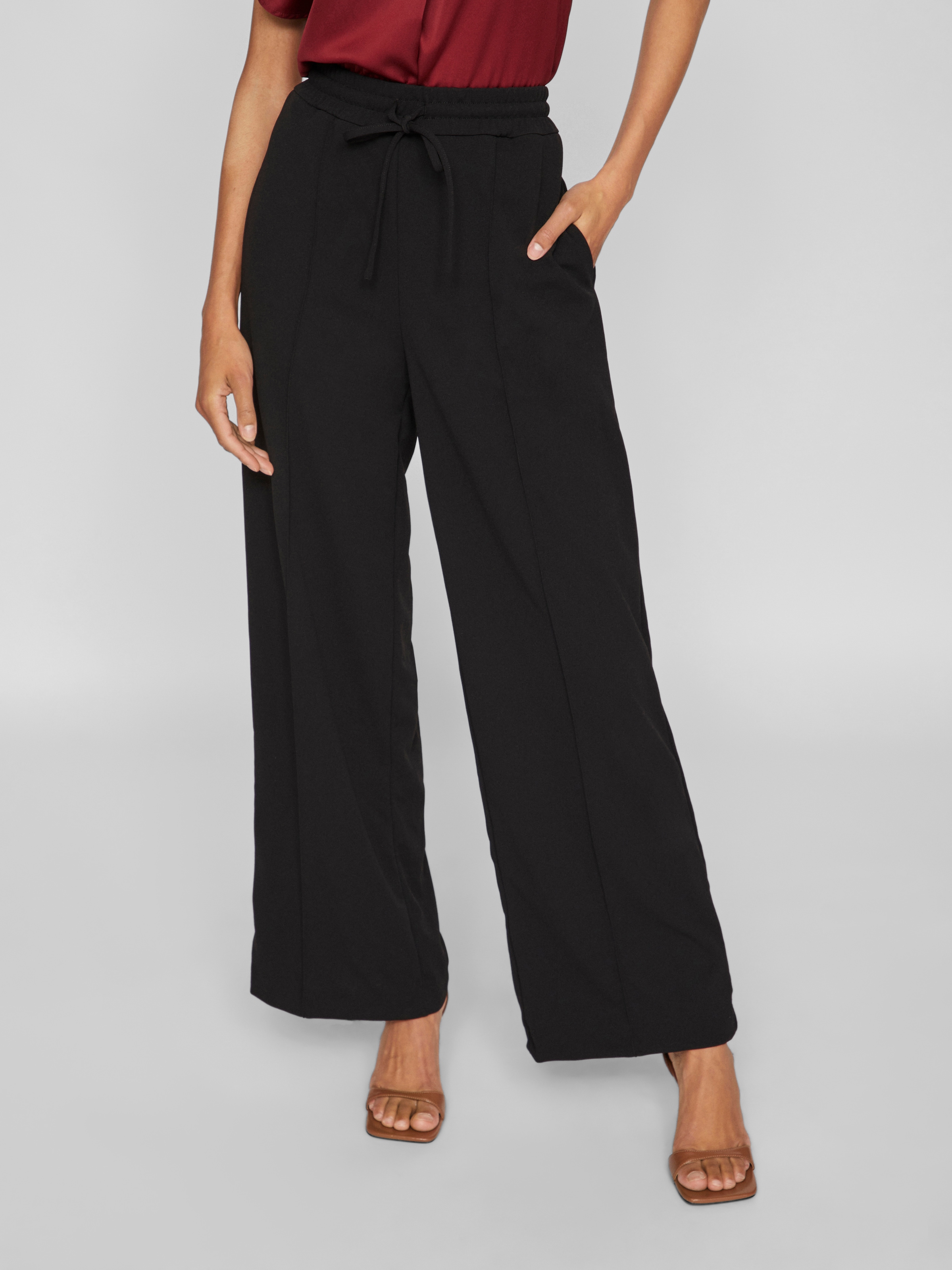 Vila Schlupfhose "VICLUA HW WIDE PANTS-NOOS" Materialmix günstig online kaufen