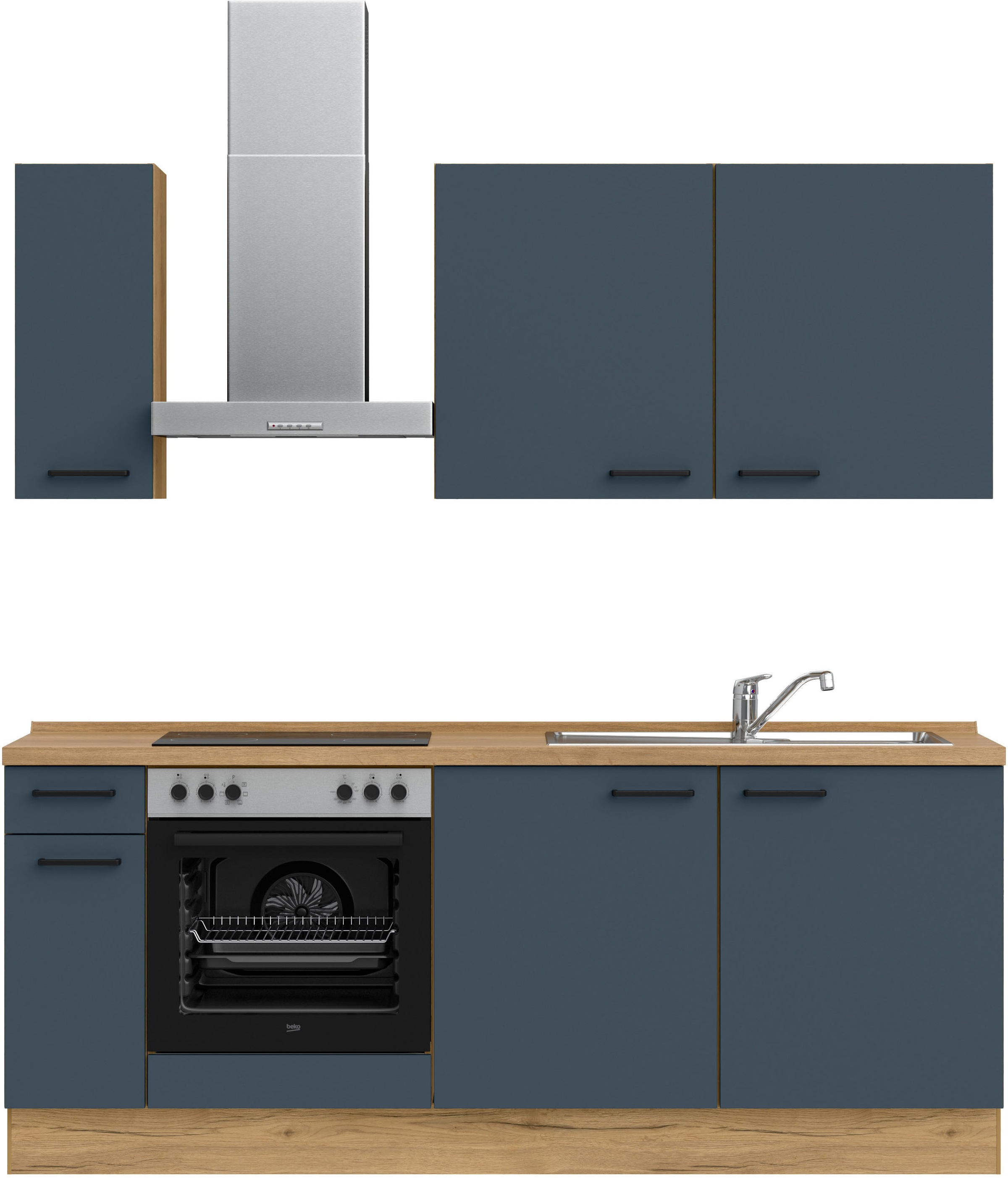 nobilia® Küchenzeile »"Easytouch basic"«, vormontiert, Ausrichtung wählbar, Breite 210 cm, mit E-Geräten