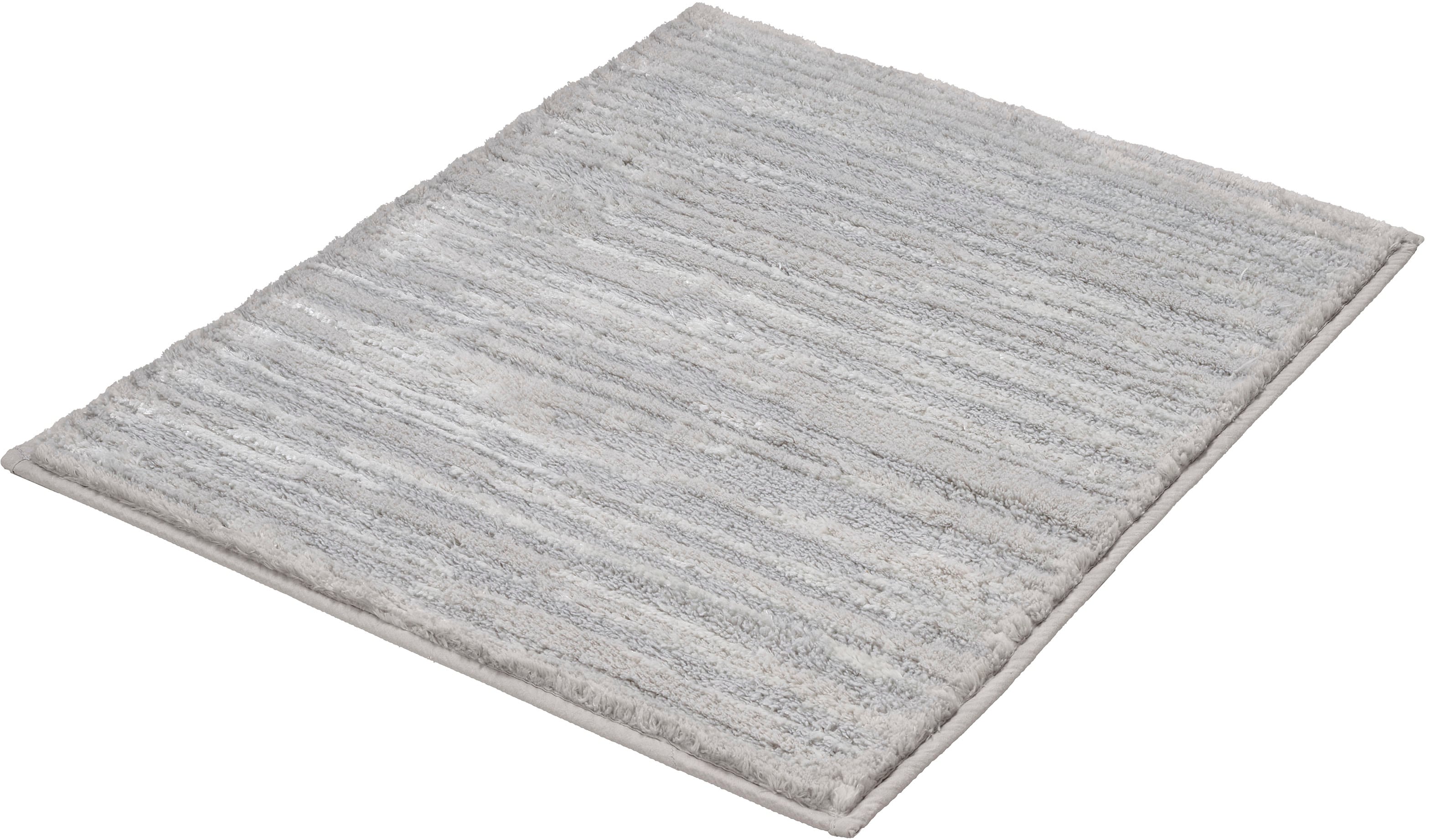 Kleine Wolke "Glow, Badvorleger, Badezimmer Teppich" Höhe 14 mm rutschhemmend beschichtet fußbodenheizungsgeeignet Badteppich, Uni Farben, Streifen Struktur, Hoch-Tief Effekt