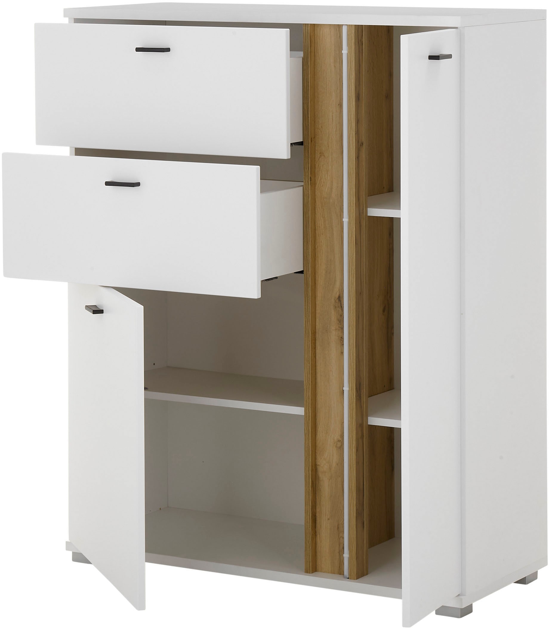 INOSIGN Highboard »LONG ISLAND«, (1 St.), in moderner Trendfarbe,inklusive senkrechter Beleuchtung,Breite 100 cm