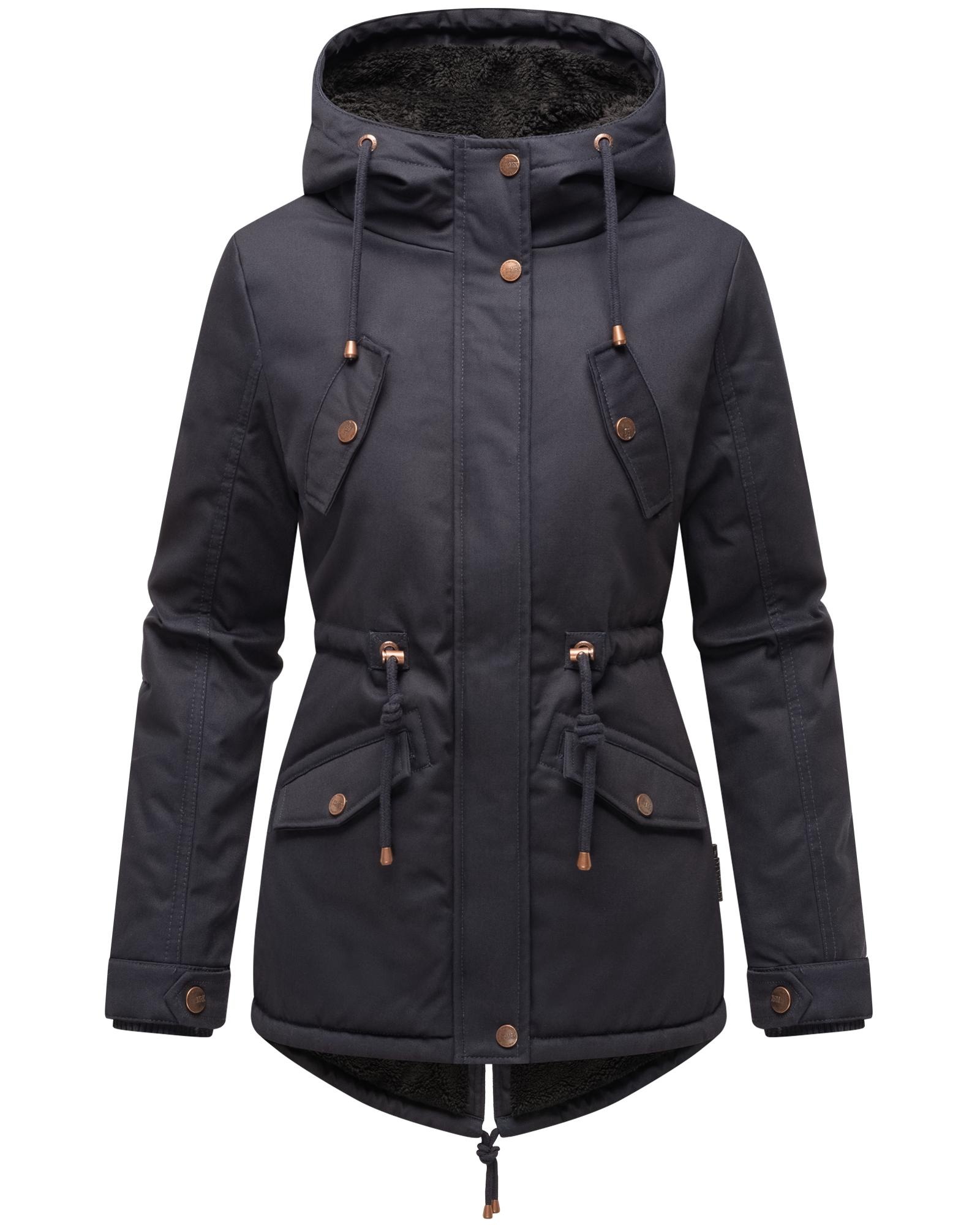 Marikoo Winterjacke »Manolya«, mit Kapuze, stylischer Kurzmantel mit weichem Teddyfell-Futter