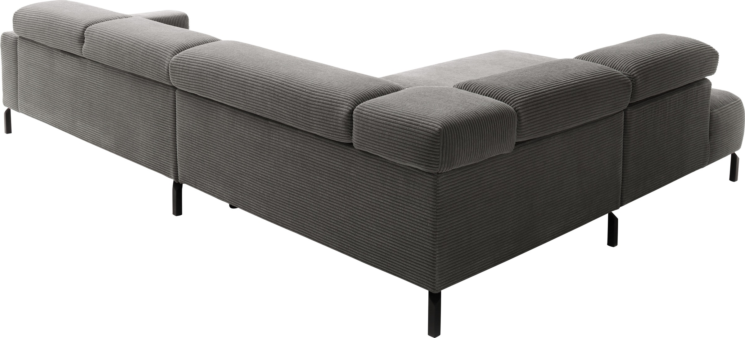 Places of Style Ecksofa »Antonelli, L-Form, inkl. Kopfteilverstellung, Breite 312 cm«, mit elektrischer Sitztiefenverstellung, in Cord, dunkelgrau