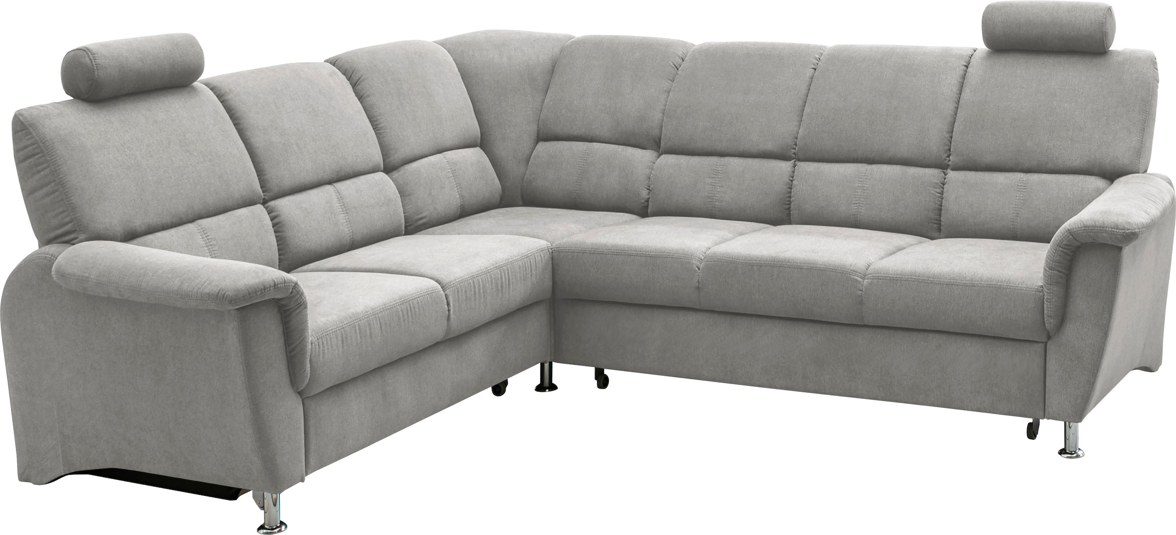 Home affaire Ecksofa »Pisa L-Form, mit Schlaffunktion, Stauraum, 2x höhenverstellbare«, Kopfstützen und Relaxfunktion im Eckelement