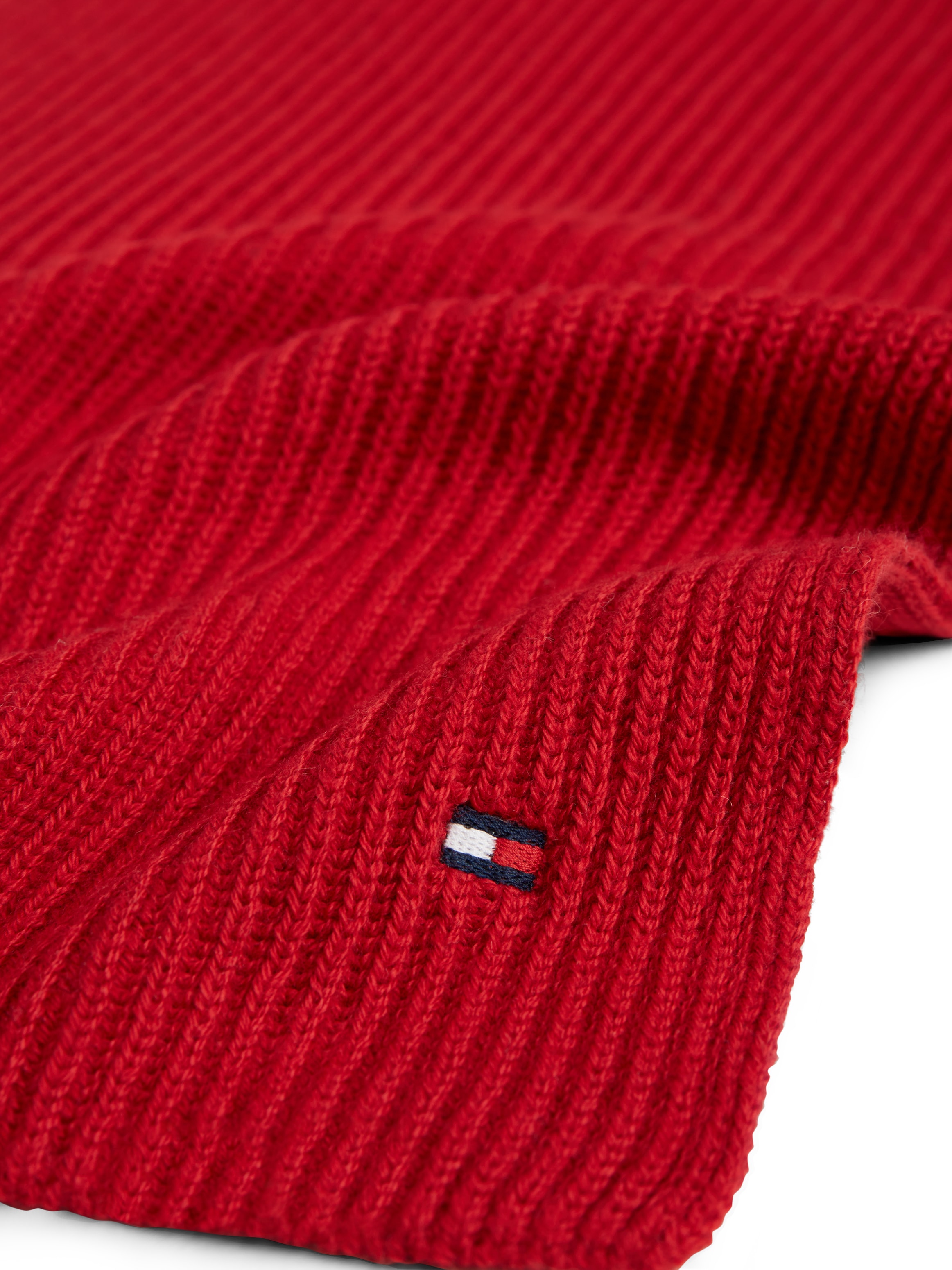 Tommy Hilfiger Strickschal »TH FLAG PIMA COTTON CASH SCARF« mit Logostickerei, mit Kaschmiranteil Unisex