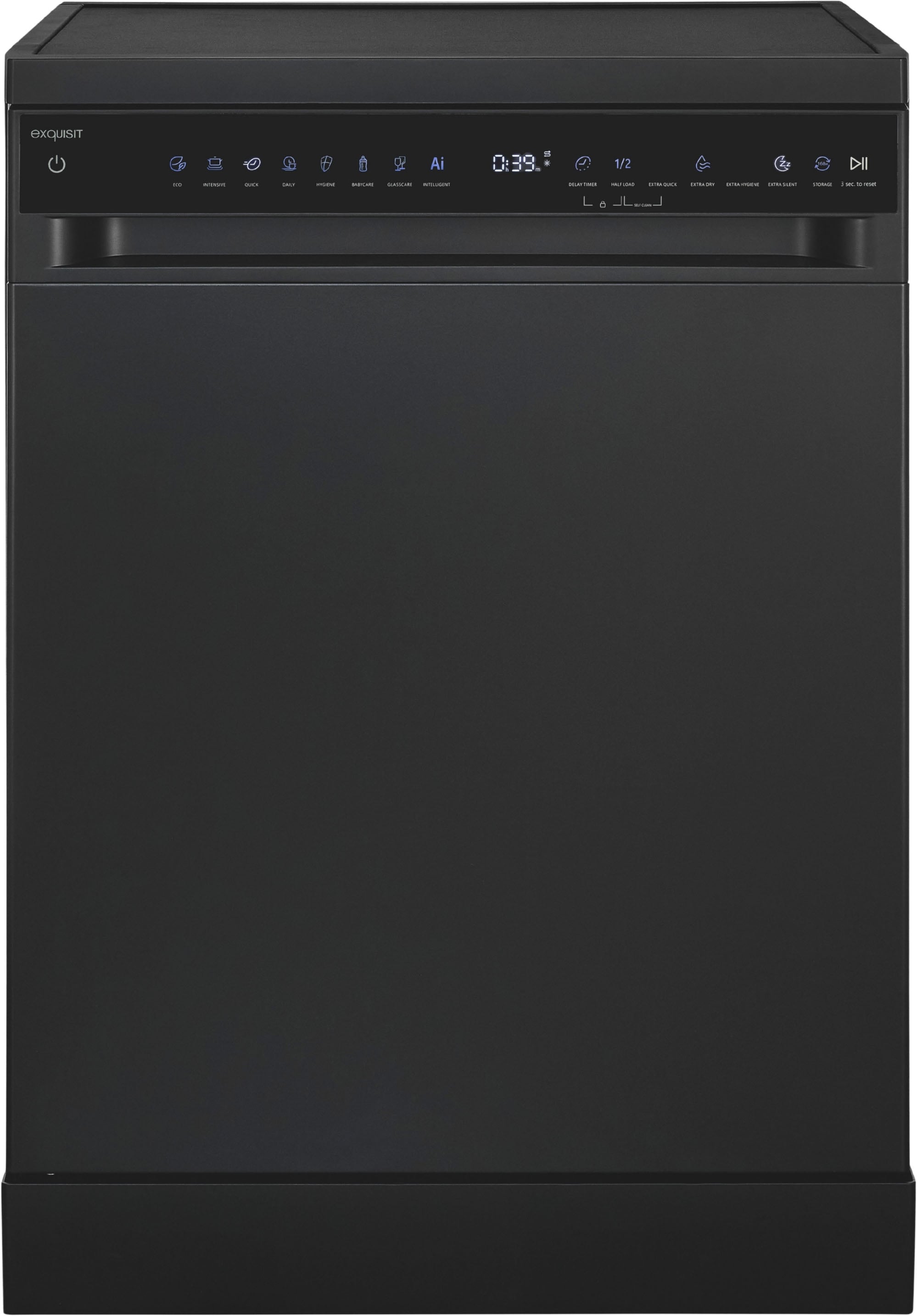 exquisit Standgeschirrspüler 9616 "GSP9616-450B schwarz" 10,9 l 16 tlg. Maßgedecke 16 Maßgedecke & flüsterleise 44 dB – stark und angenehm ruhig