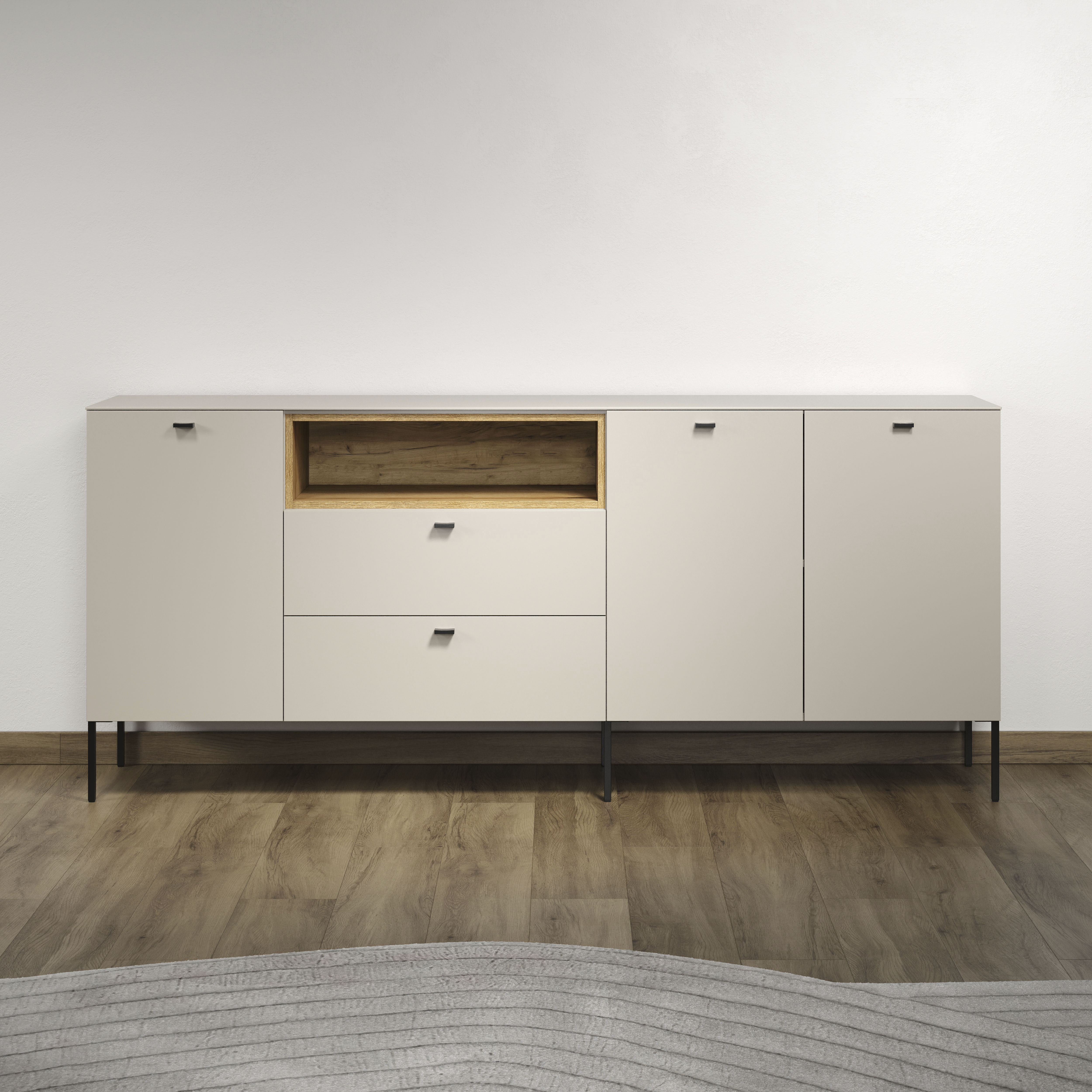 Home affaire Sideboard "San Pedro" 1 Stk. tlg. Anrichte mit Griffen und Füßen aus Metall - (B/T/H) 197/42/85 cm