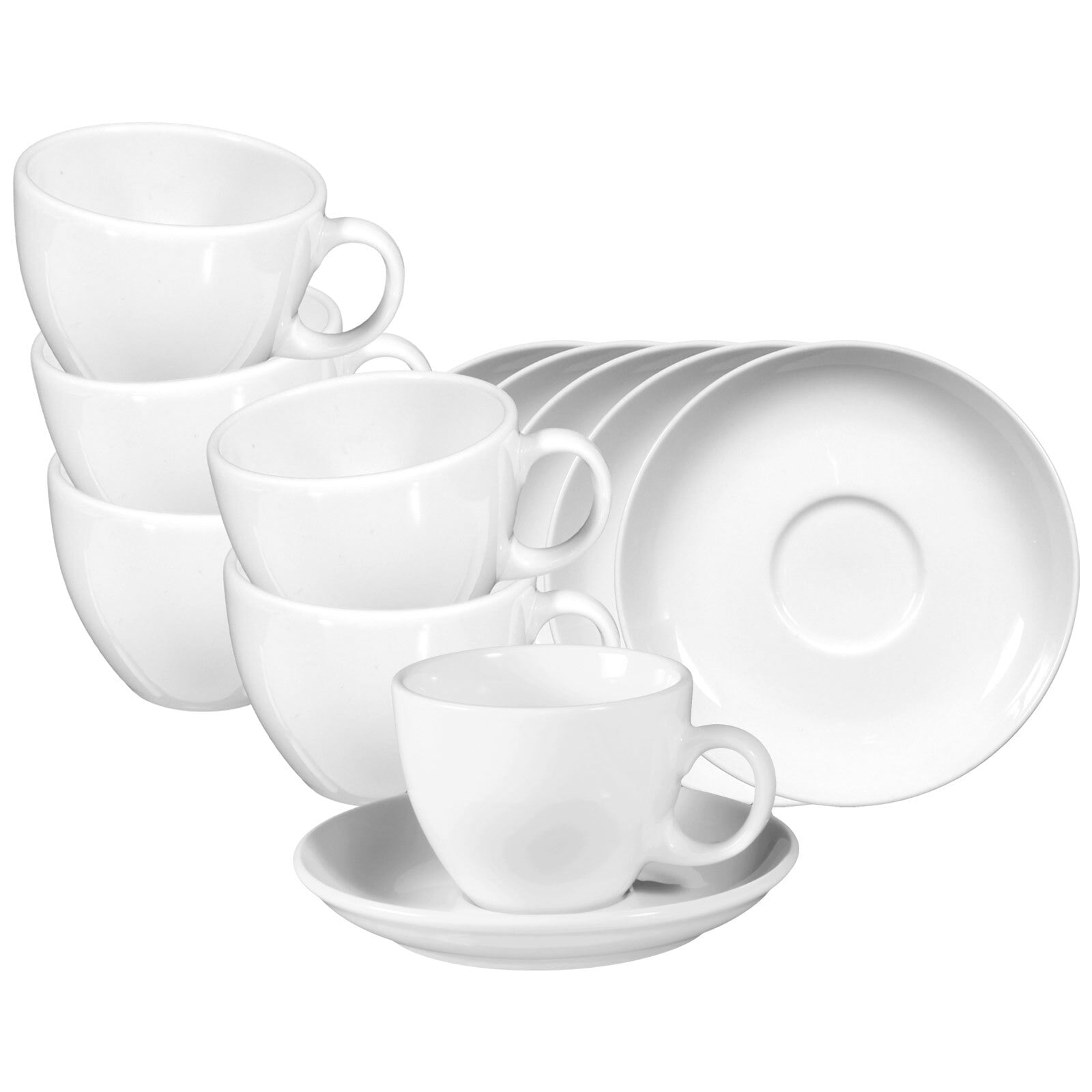 Seltmann Weiden Tasse "Cappuccinotassen mit Untertassen VIP. 220 ml 6er Set weiß" Spülmaschinenfest, Mikrowellensicher, Ofenfest