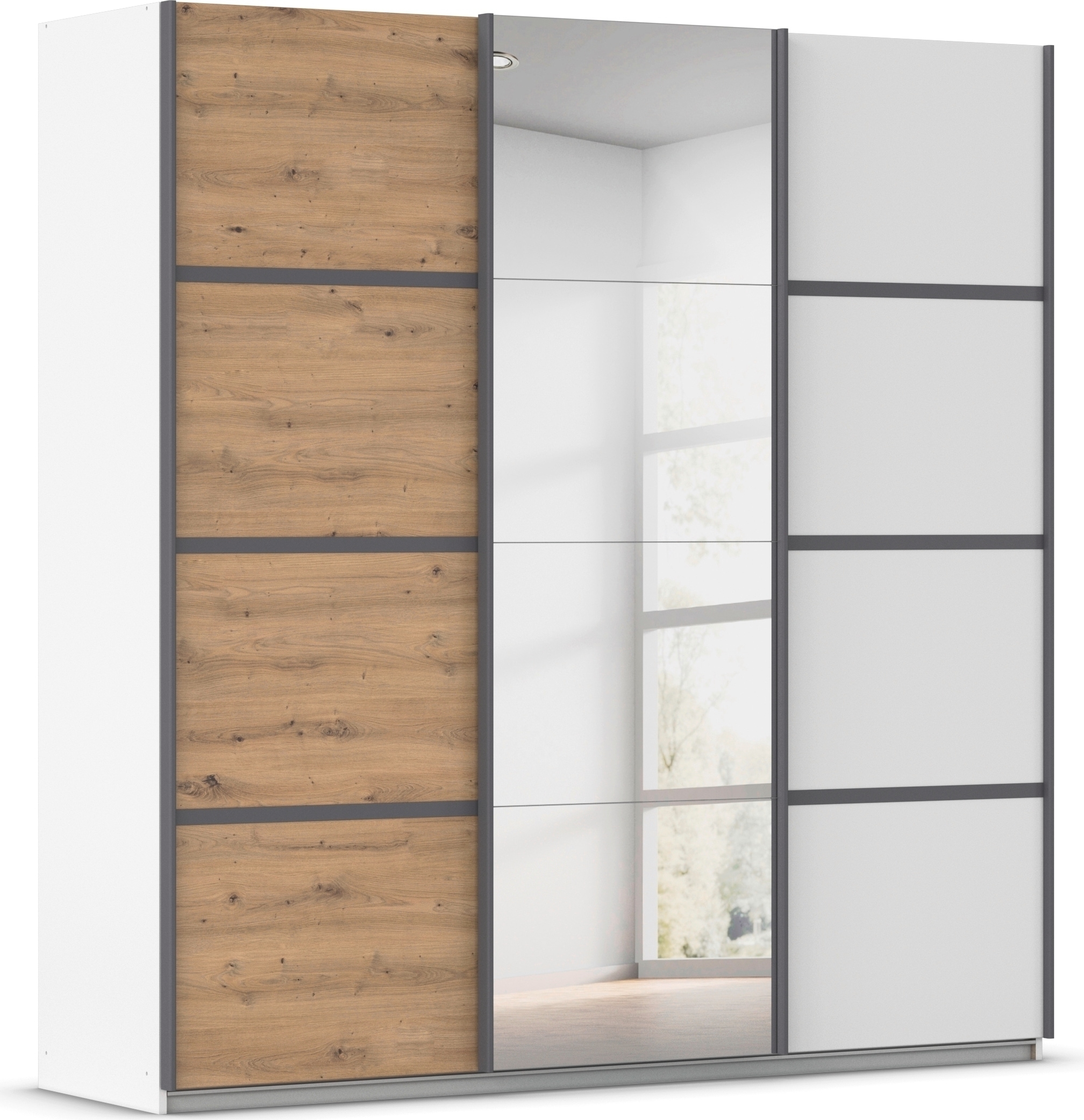 OTTO home Kleiderschrank "Mehrzweckschrank Aktenschrank Möbel Mietswohnung Schlafzimmer AVOLA" 3 verschiedene Ausstattungen BASIC/CLASSIC/PREMIUM (inkl. SOFT-CLOSE), mit eleganten Zierleisten in Chrom, Schwarz oder Weiß MADE IN GERMANY