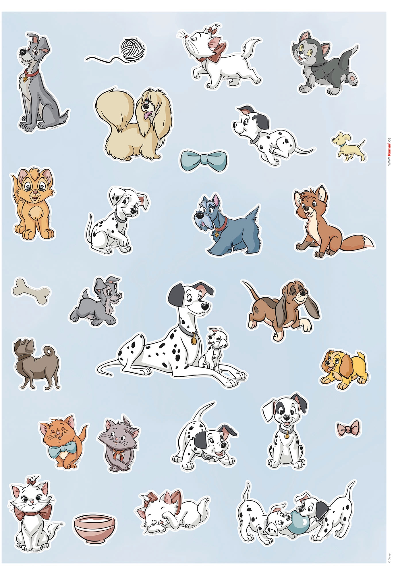 Komar Wandtattoo "Disney Cats and Dogs - Größe 50 x 70 cm" selbstklebend, Wandsticker, Kinderzimmer