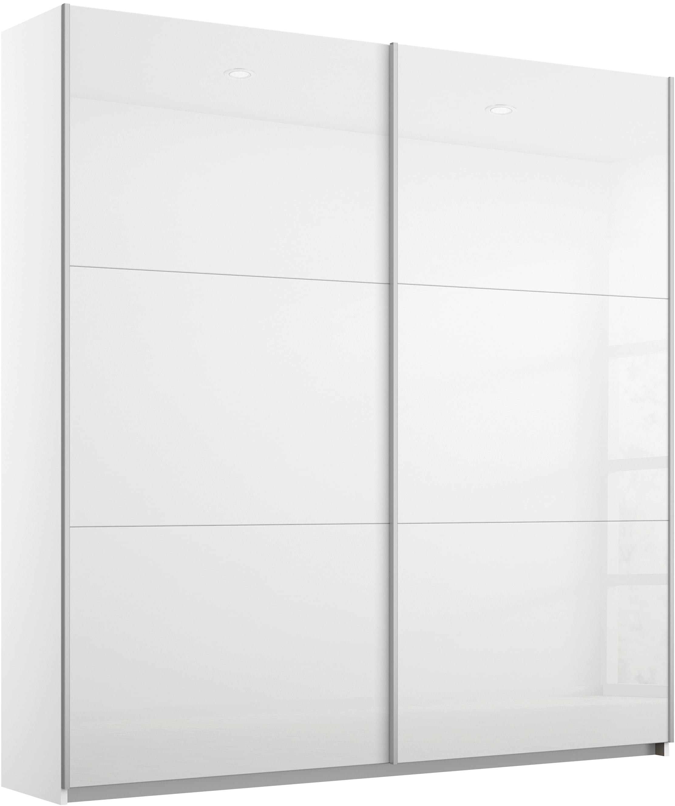 rauch Schwebetürenschrank "AURELIO Kleiderschrank Garderobe" 3 Ausstattungen BASIC/CLASSIC/PREMIUM (inkl. SOFT-CLOSE-FUNKTION), 3 verschiedene Ausstattungsvarianten Griffe aus Metall MADE IN GERMANY