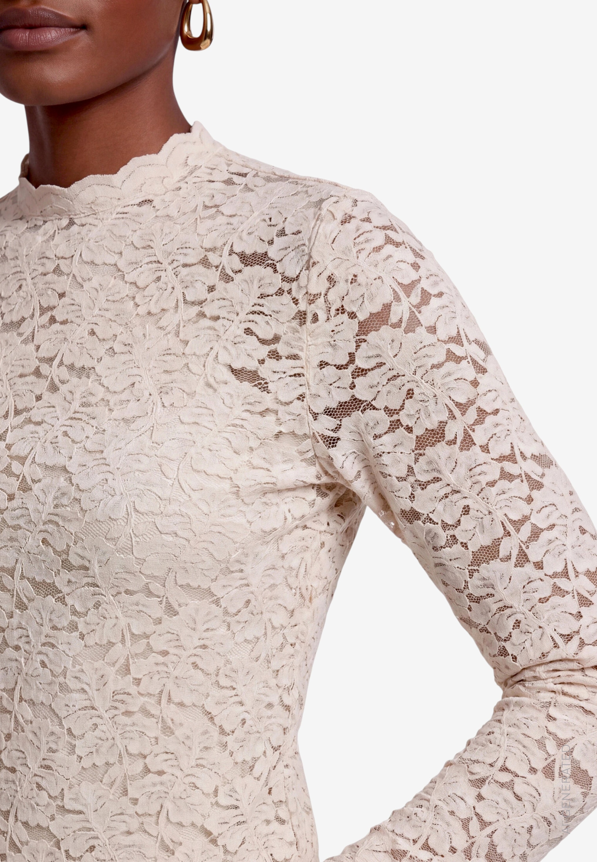 Zero Langarmshirt Spitzenshirt / transparent / Stretch