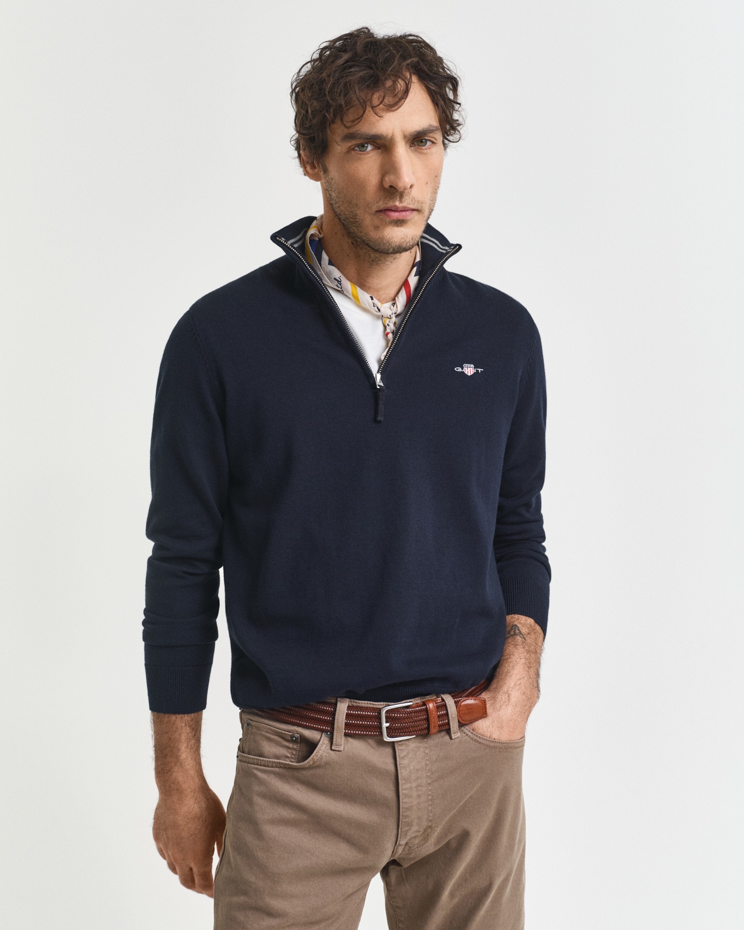 Gant Troyer »CLASSIC COTTON HALF ZIP«, mit gerippten Details