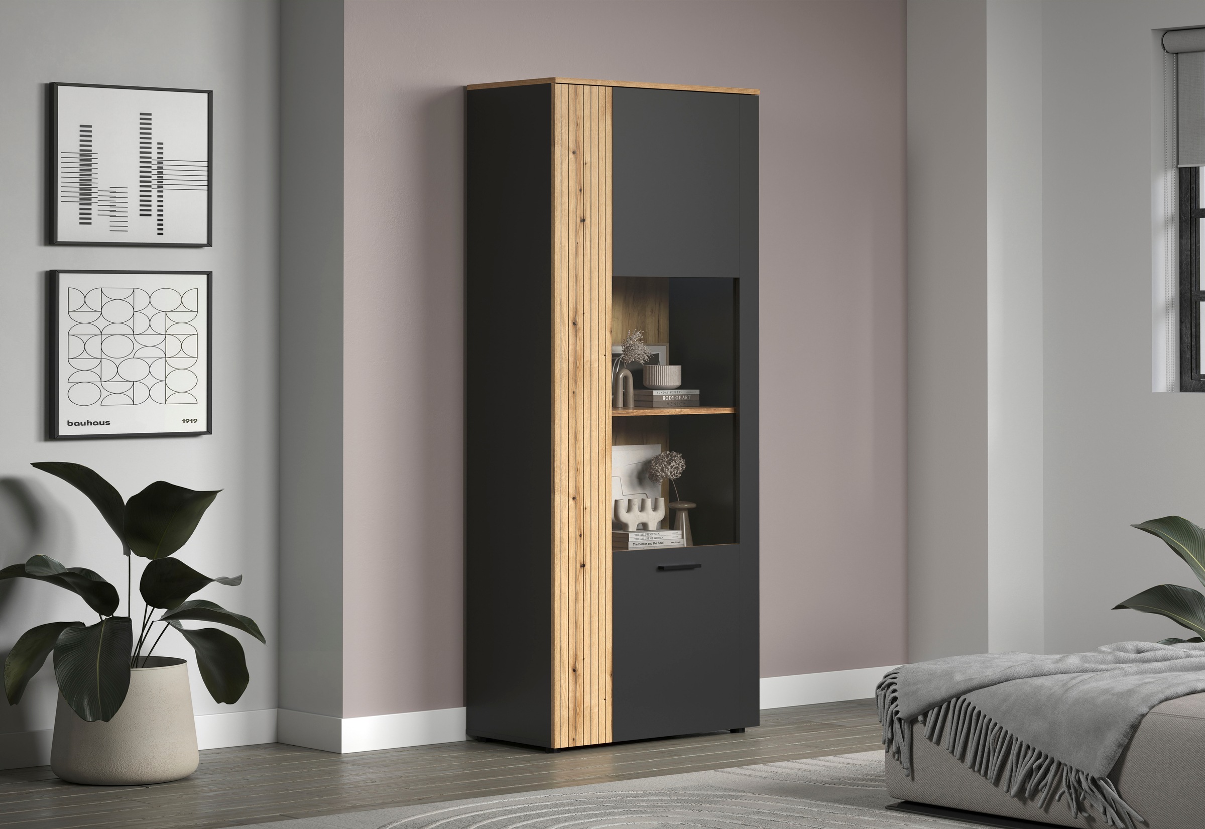 Home affaire Standvitrine »Estepona« 1 Stk. tlg. Standvitrine mit 2 Türen - (B/T/H) 80/42/195 cm