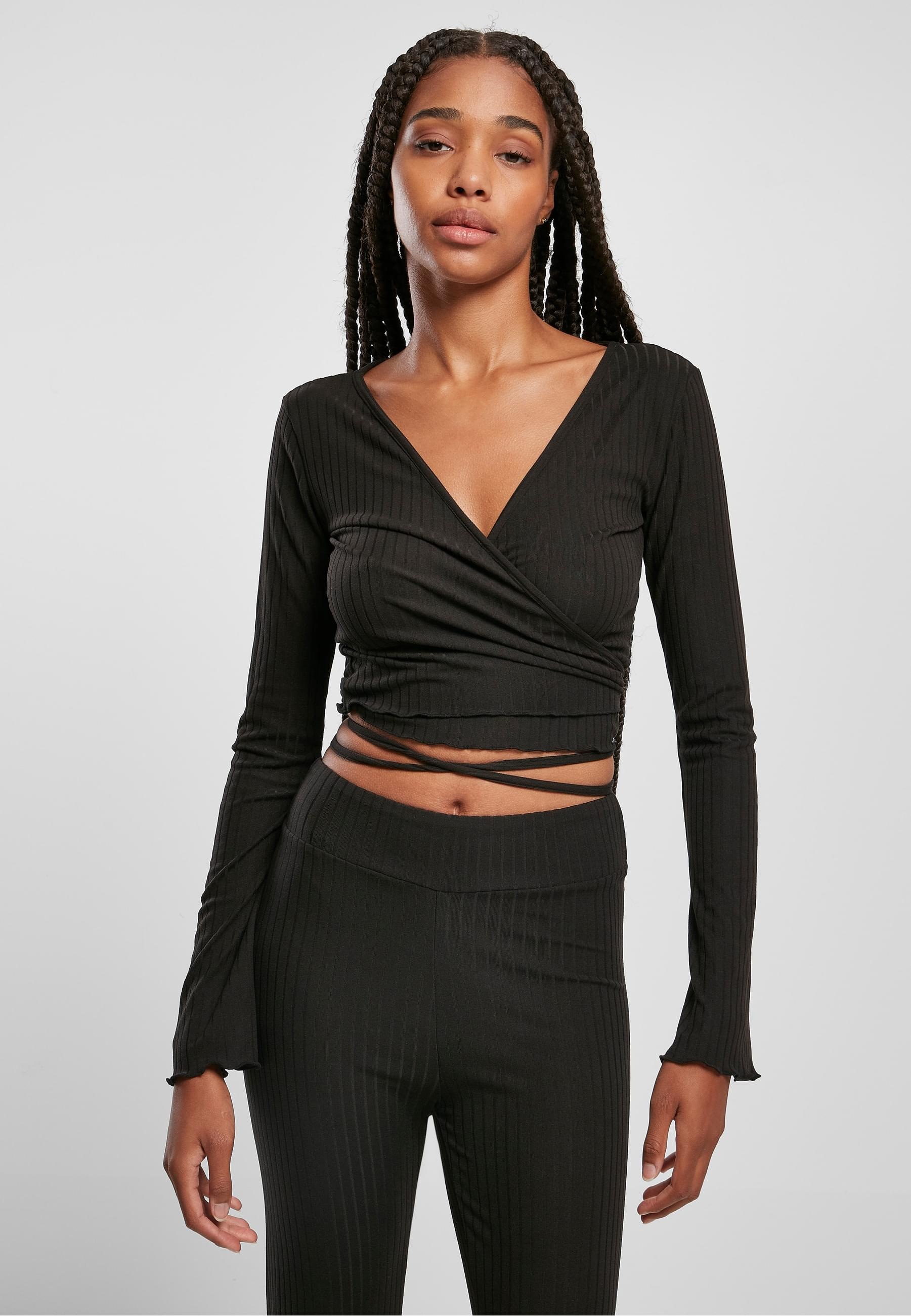 URBAN CLASSICS Longsleeve »Urban Classics Damen Ladies Cropped Rib Wrapped Longsleeve«, (1 tlg.)