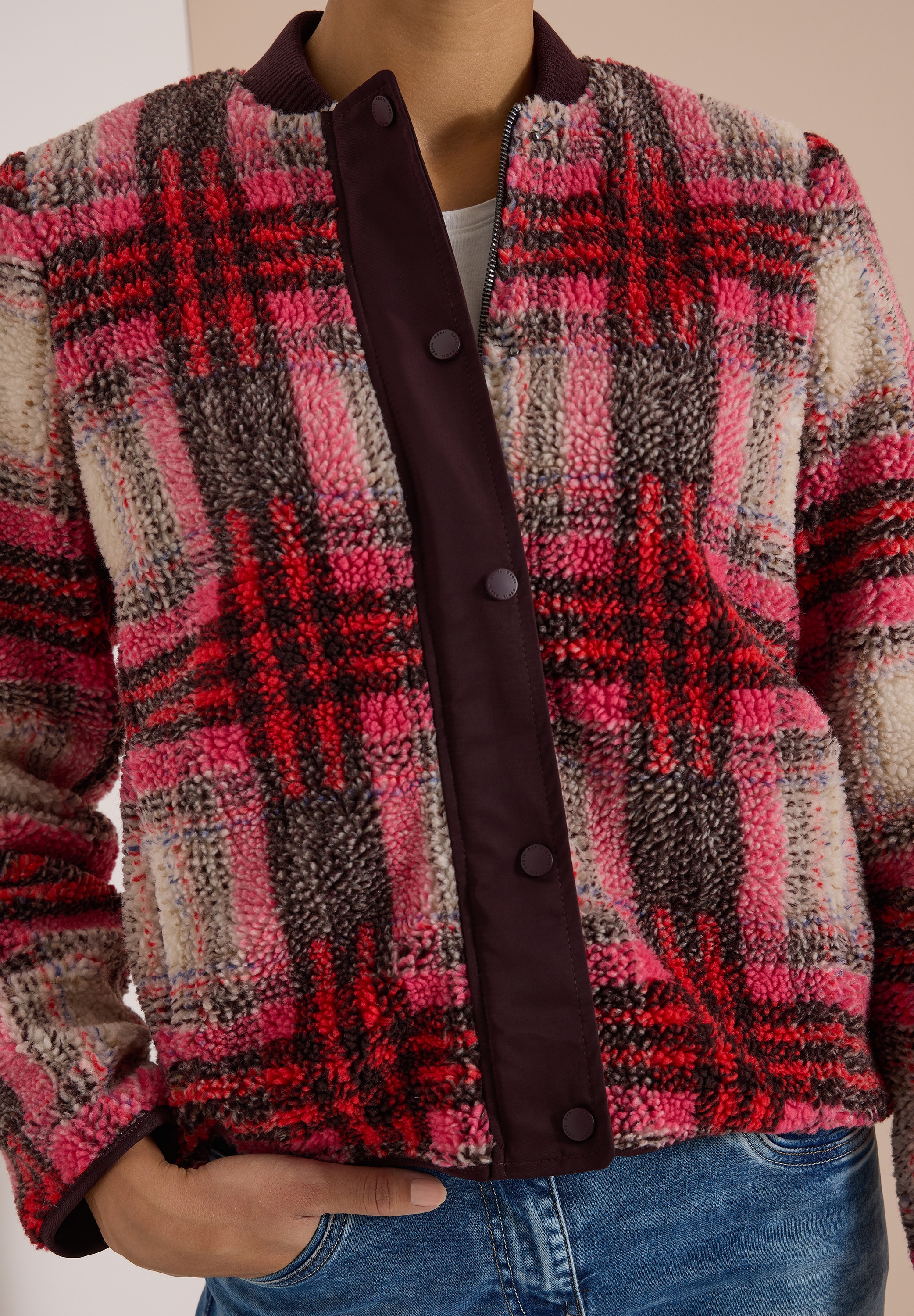 Cecil Blouson ohne Kapuze Teddy-Blouson / Karo-Muster /  mit Softshelldetails
